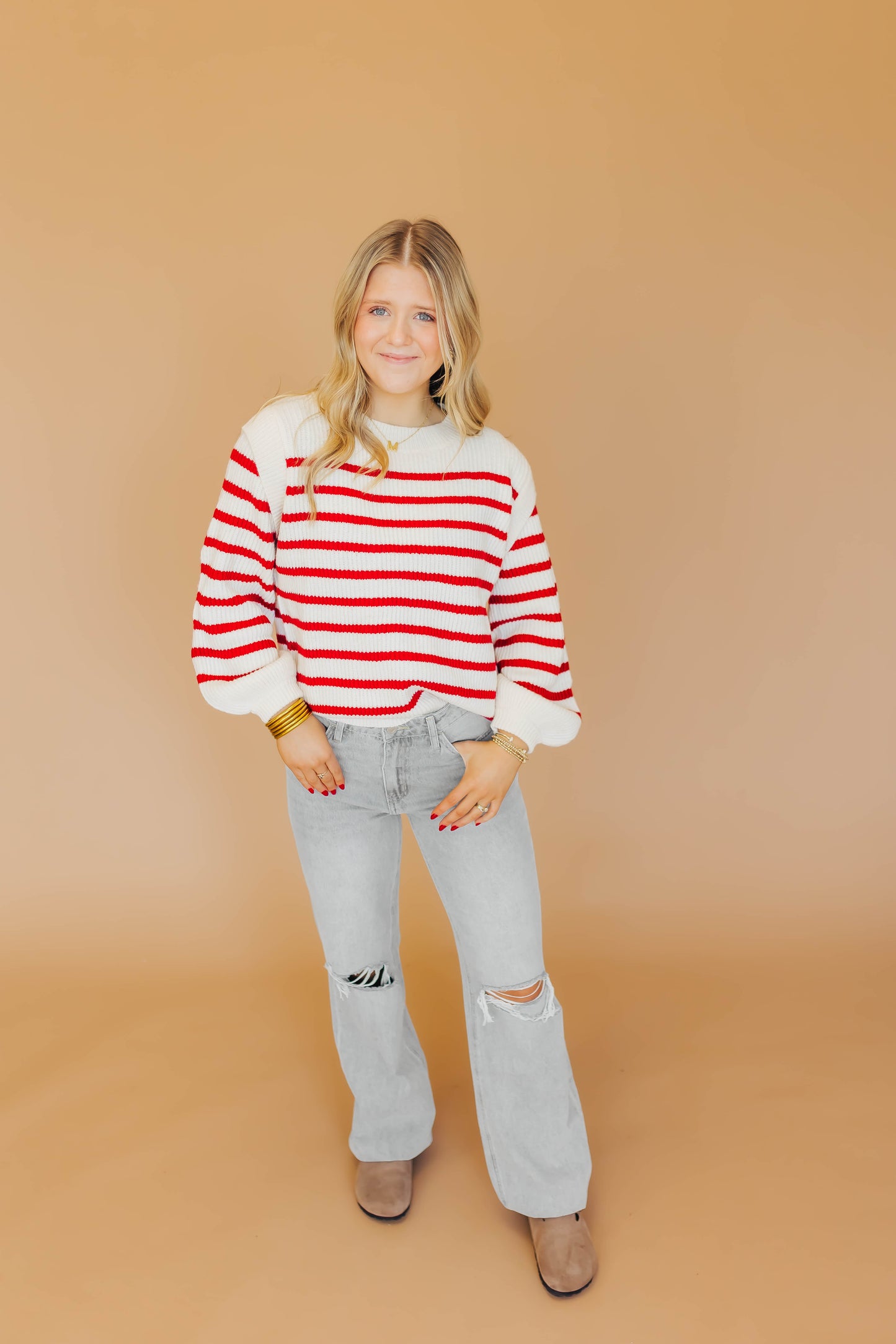 Holidays Striped Cream Sweater