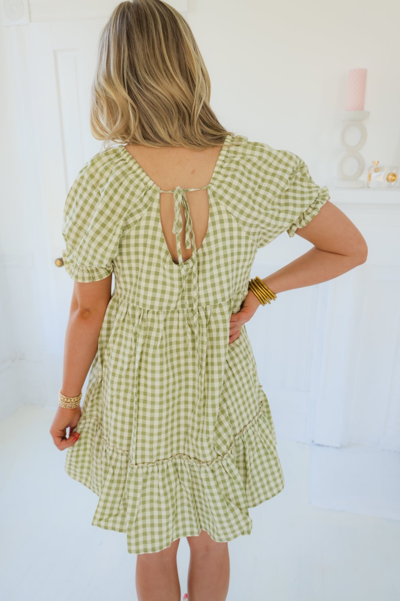 Hazel Smocked Gingham Mini Dress