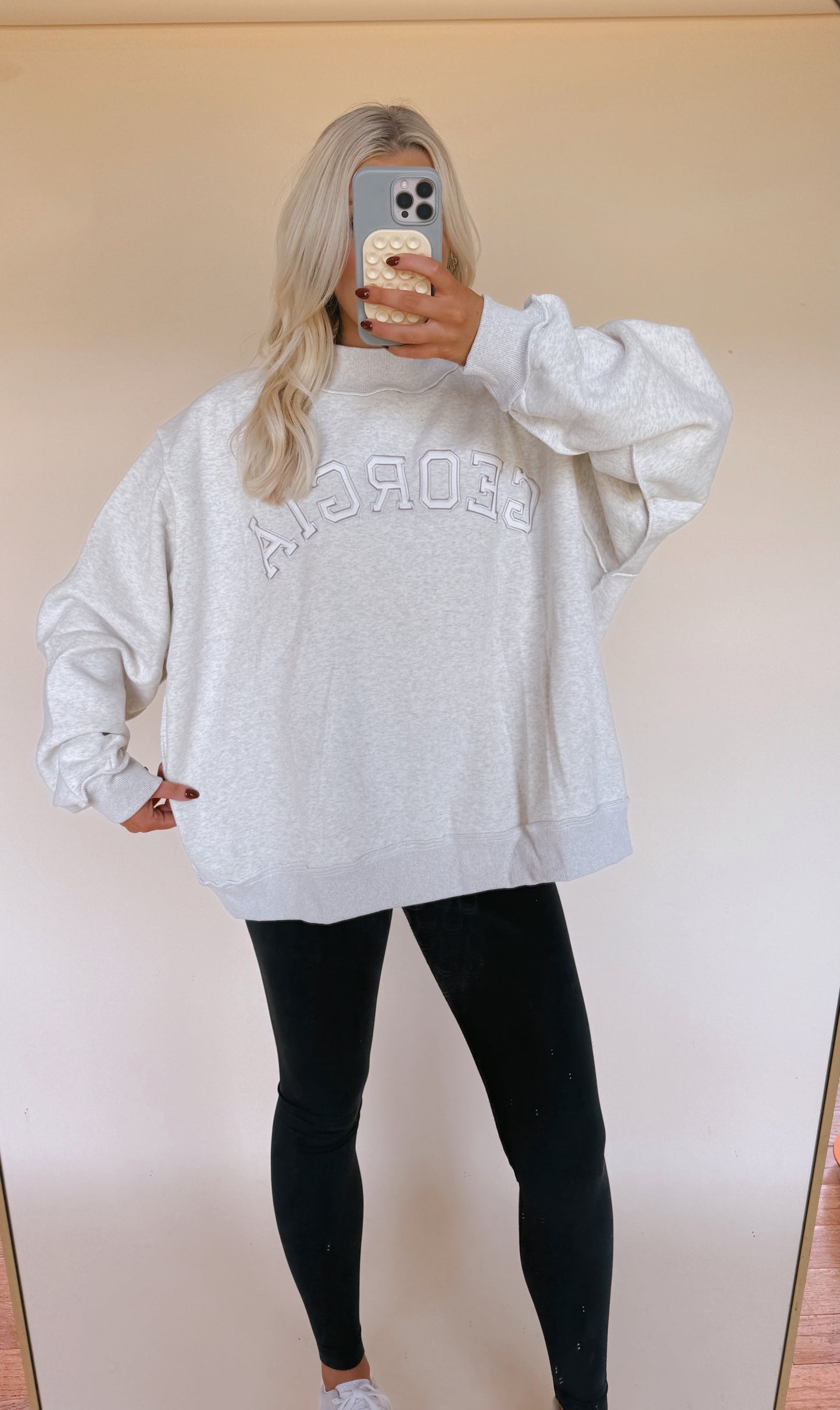 ‘Georgia’ Grey Embroidery Mock-neck