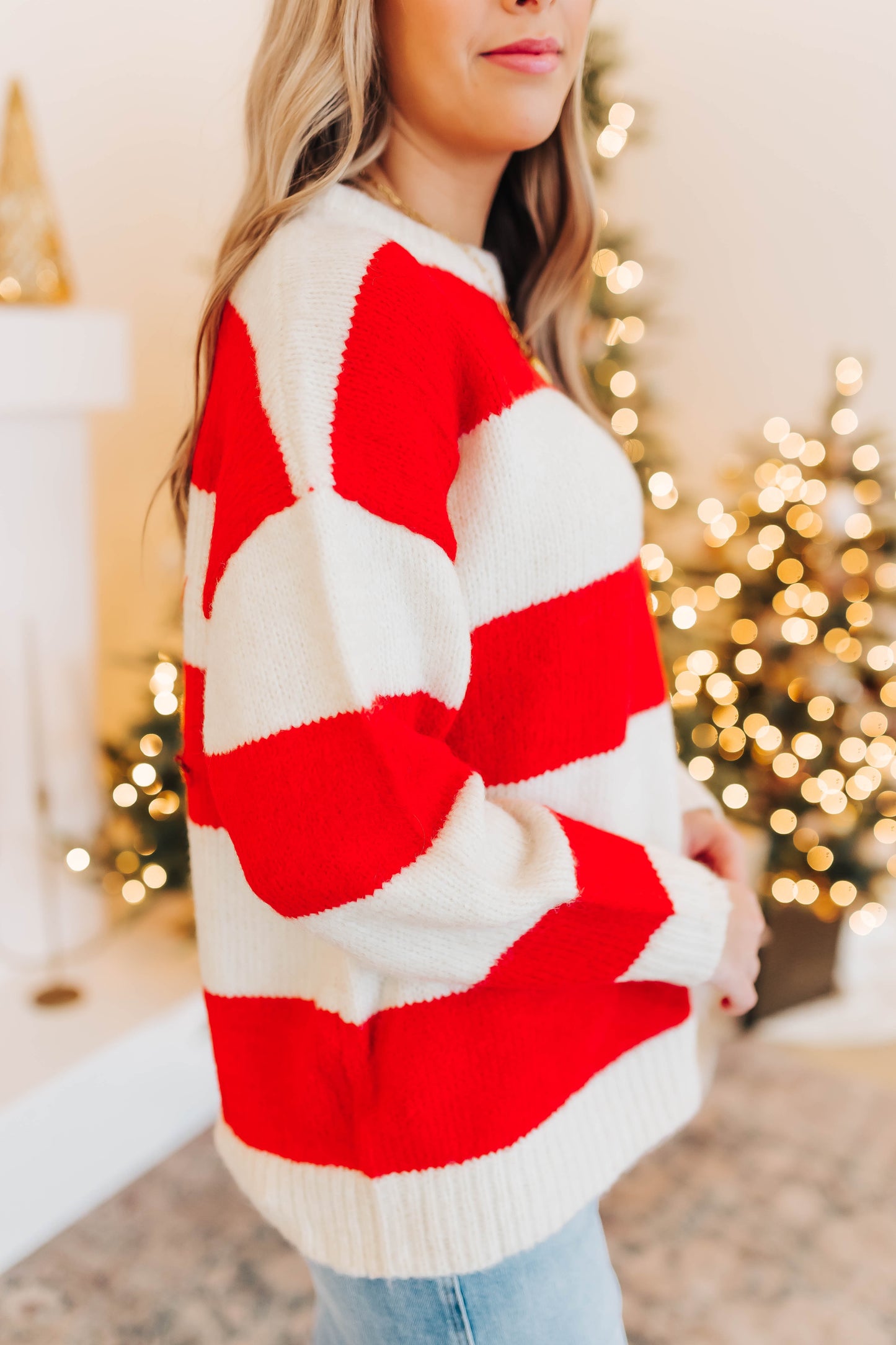Ivory Red Striped Sweater