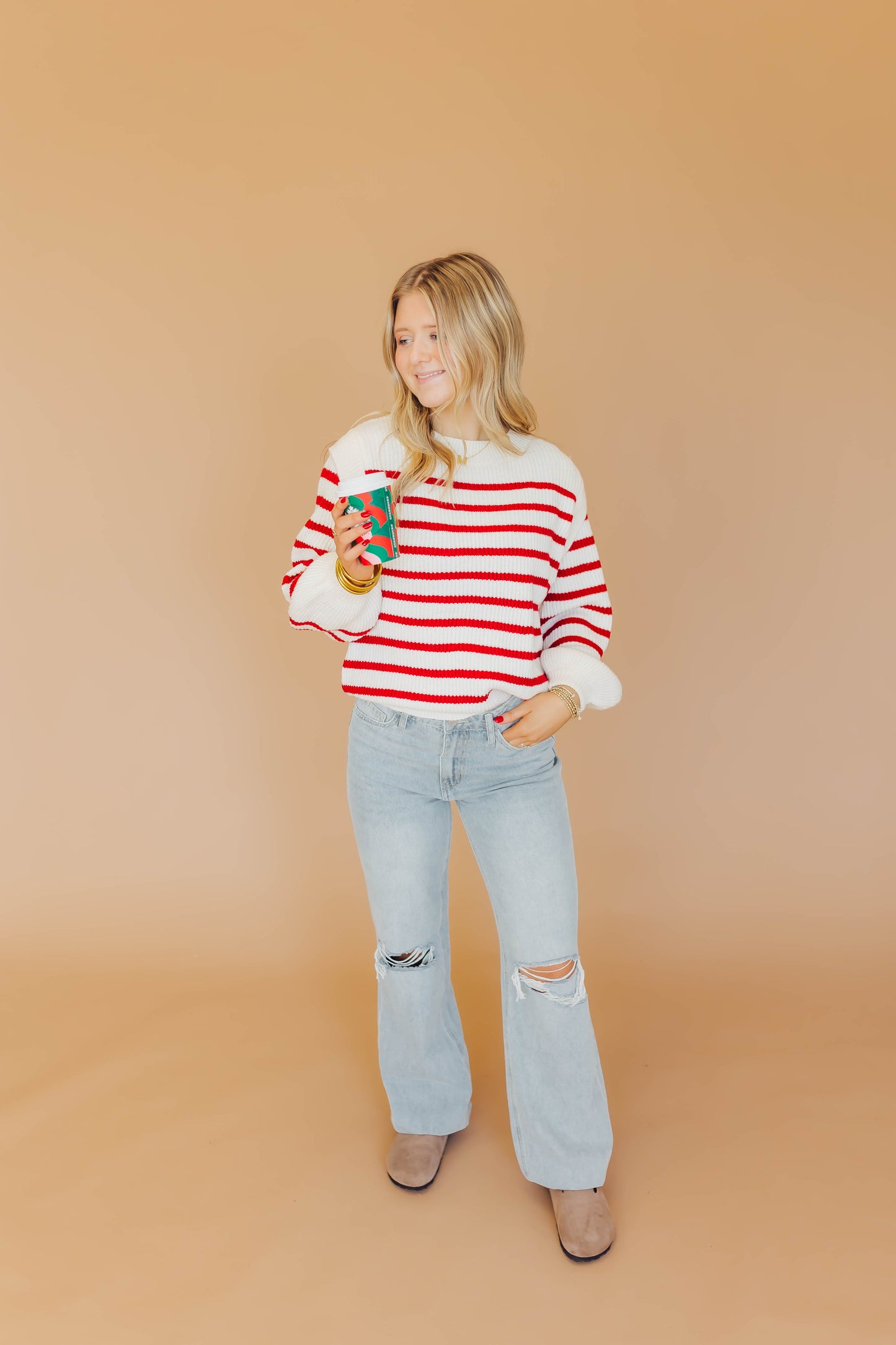 Holidays Striped Cream Sweater