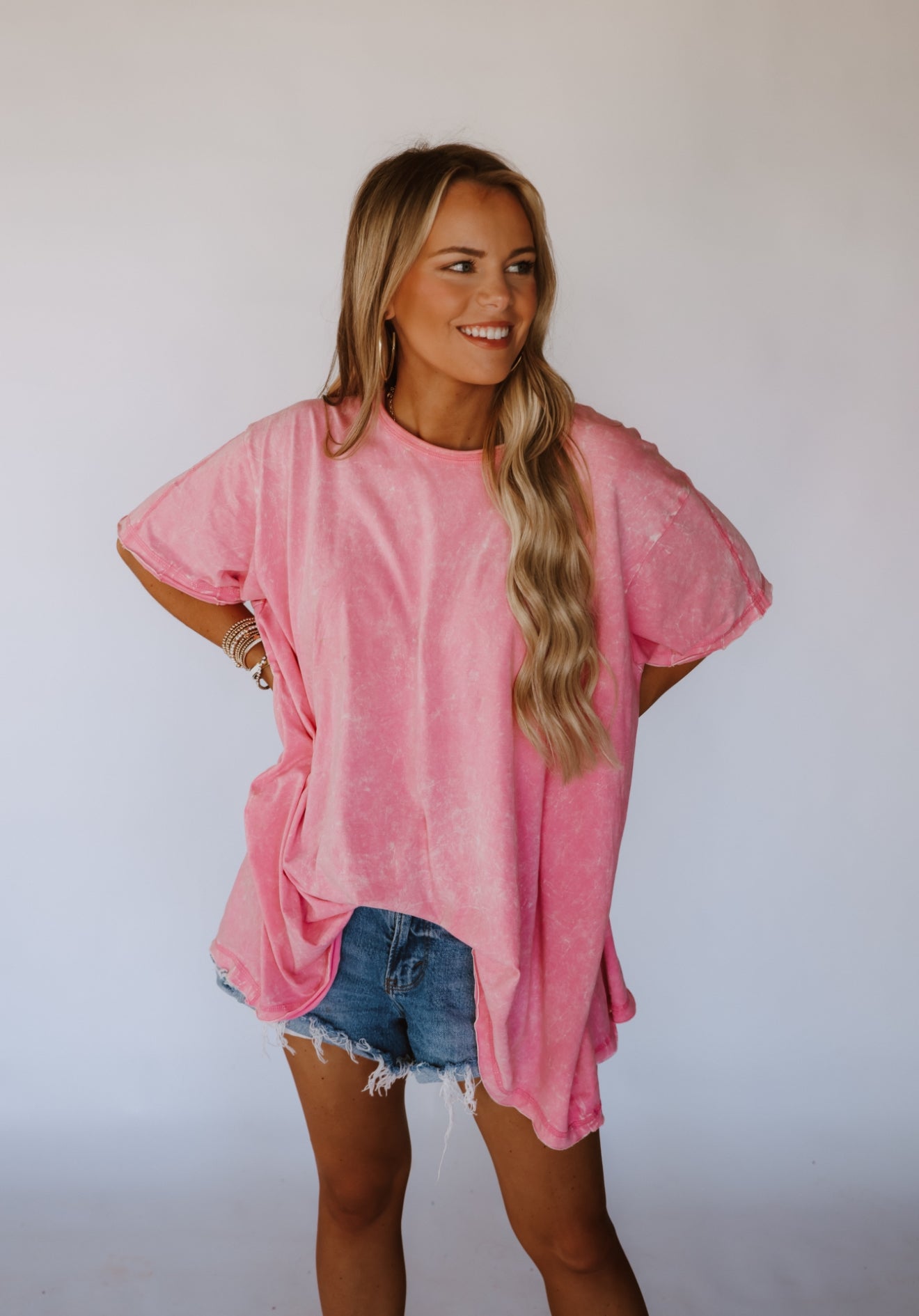 Candy Pink Oversized Tee