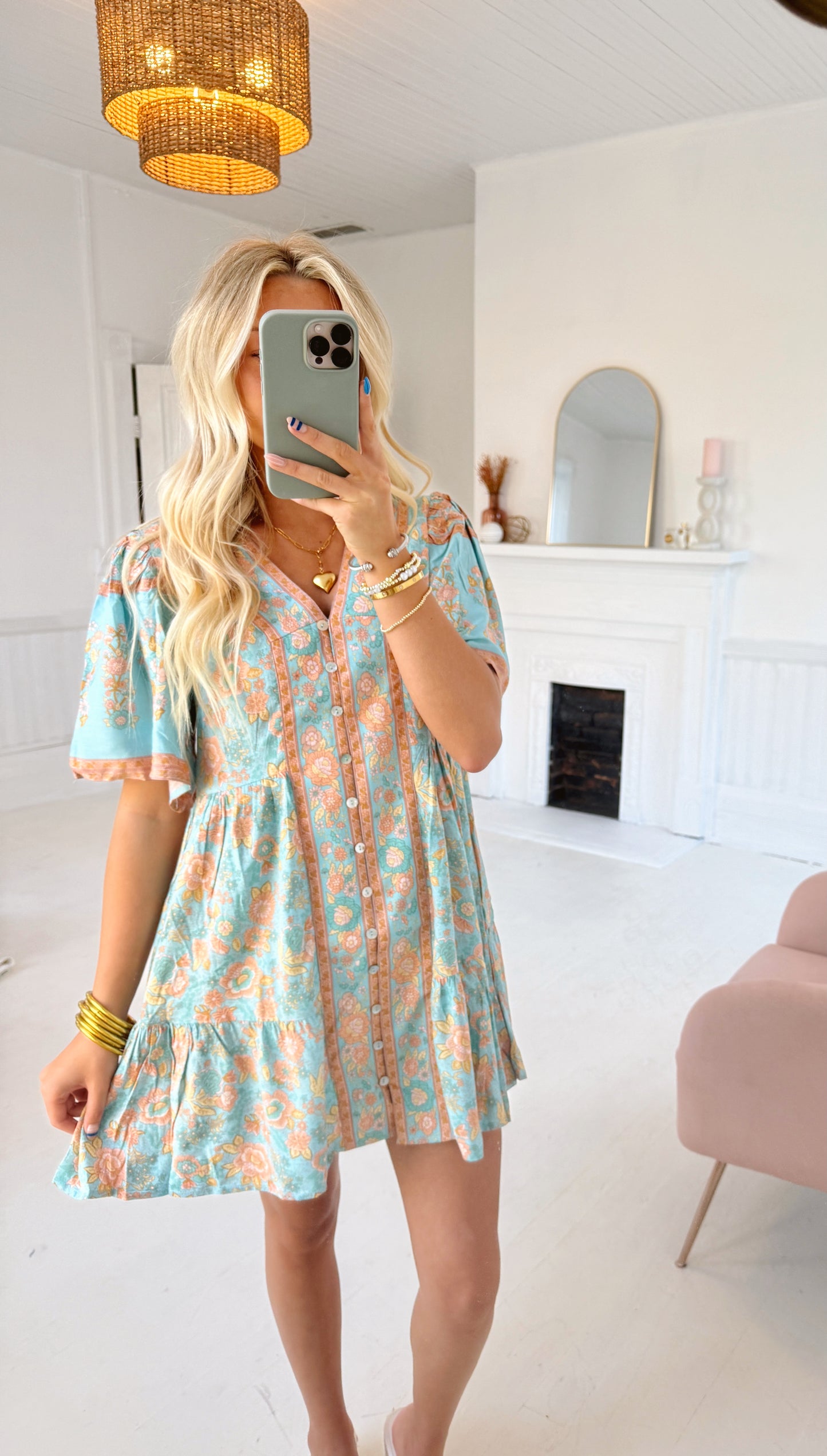 Marigold Printed Mini Dress