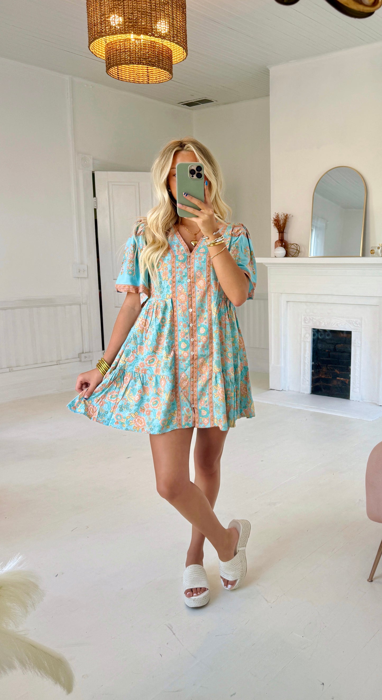 Marigold Printed Mini Dress