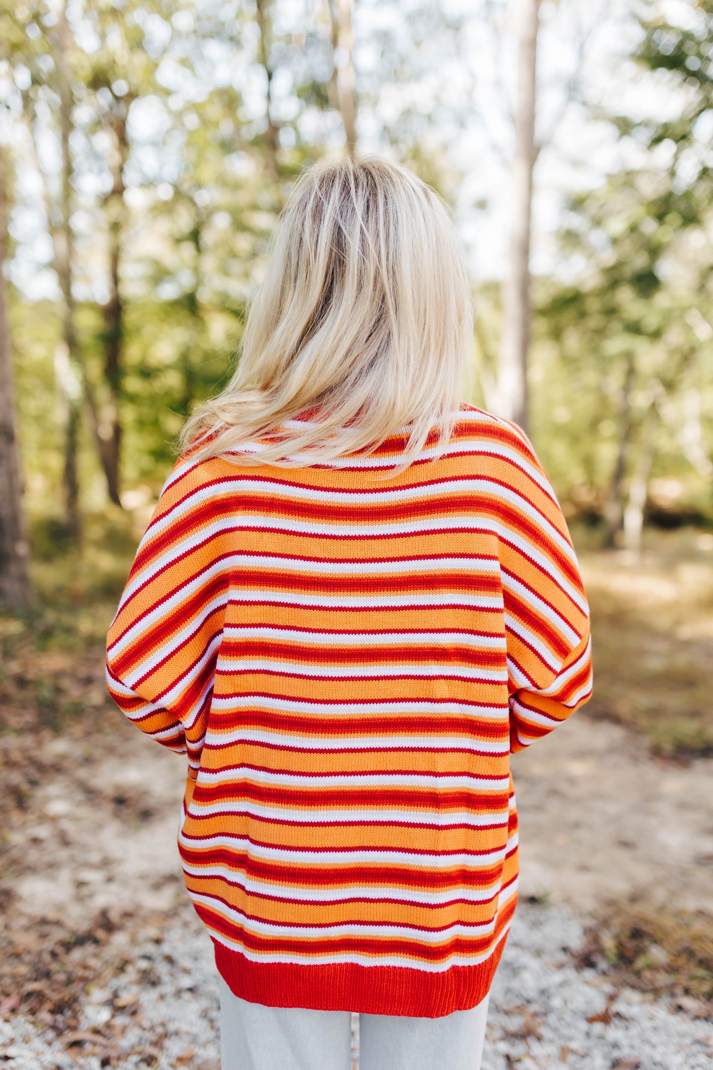 Orange Striped Oversized Sweater