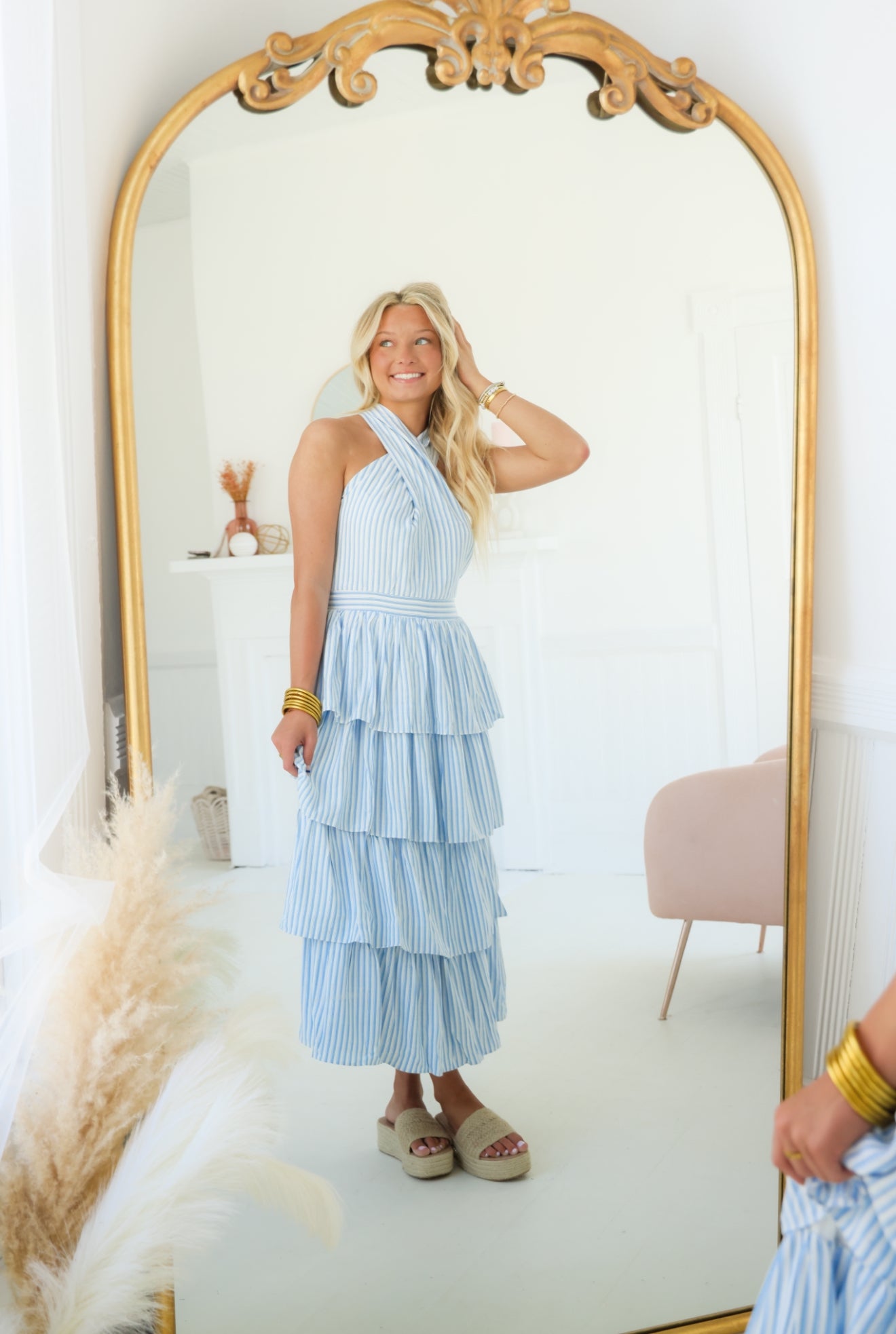Eleanor Stripe Halter Neck Dress