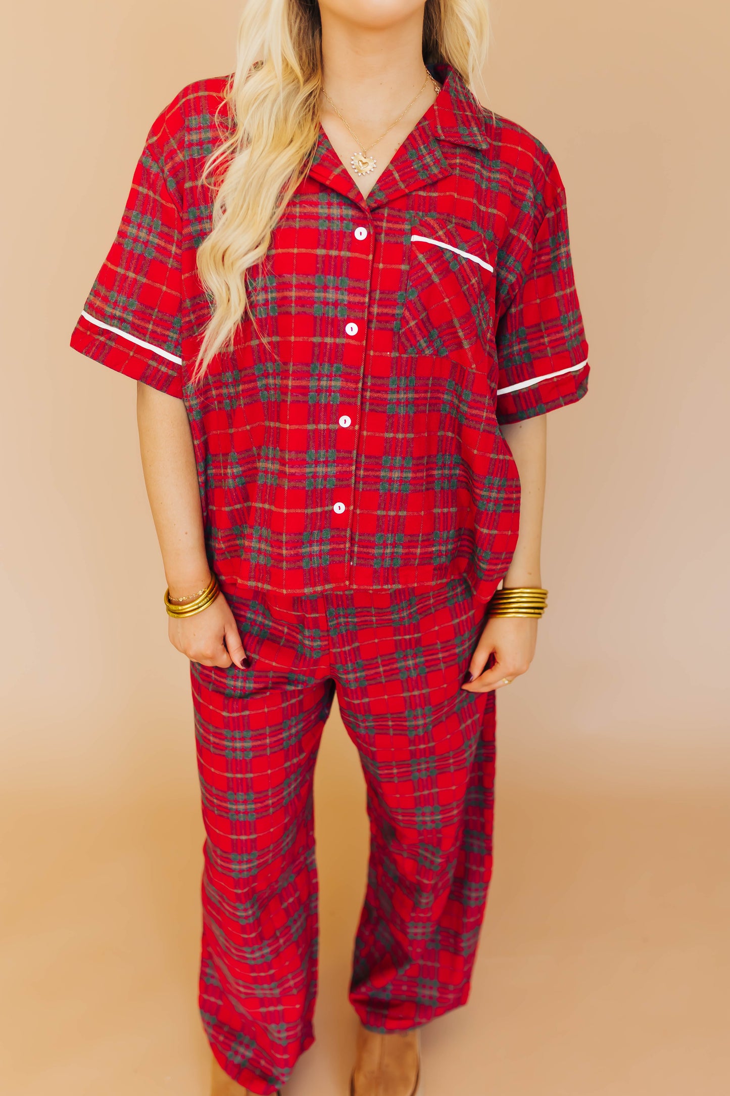 Holly Plaid PJ Set