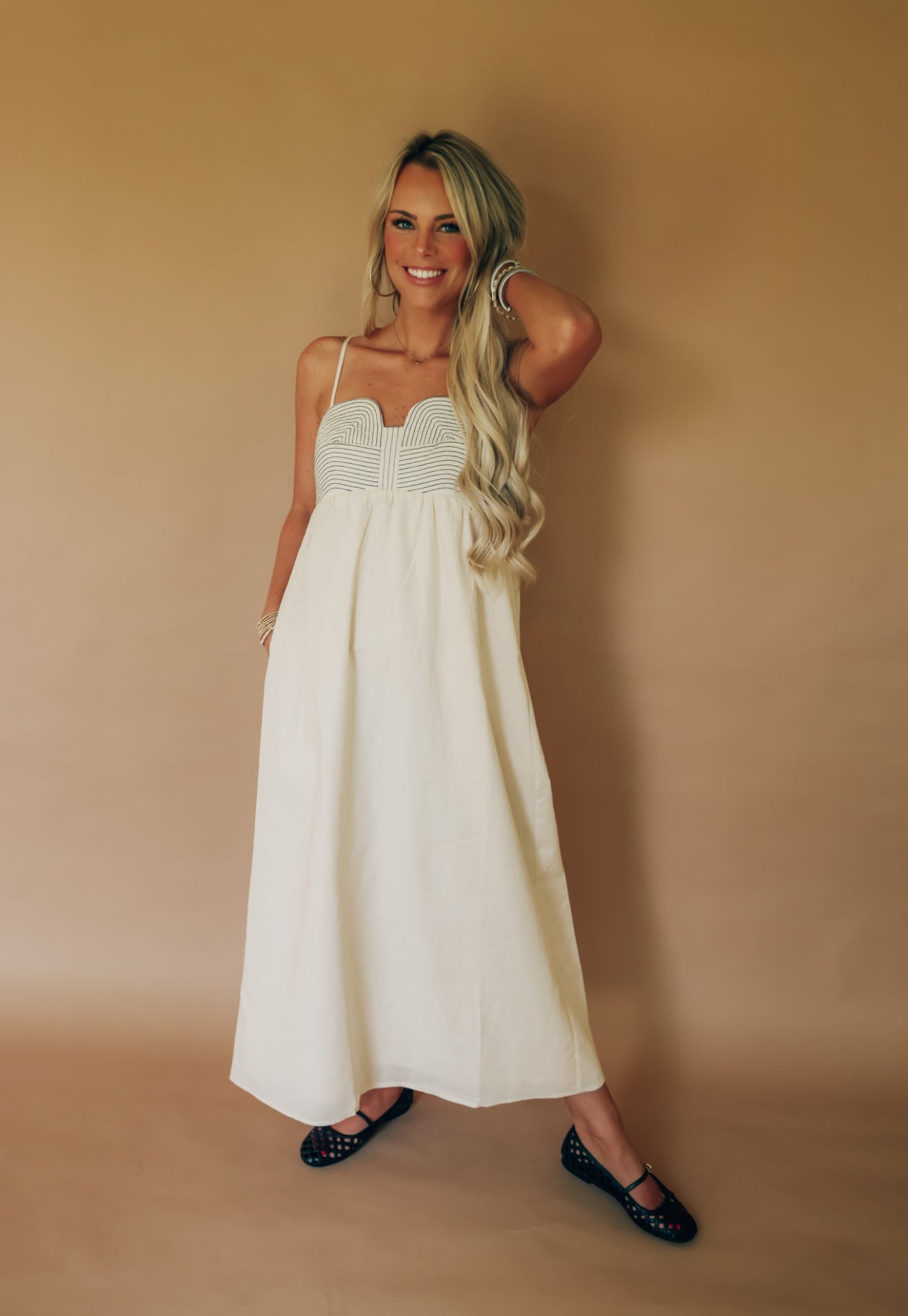 Coastal Drift Linen Midi Dress