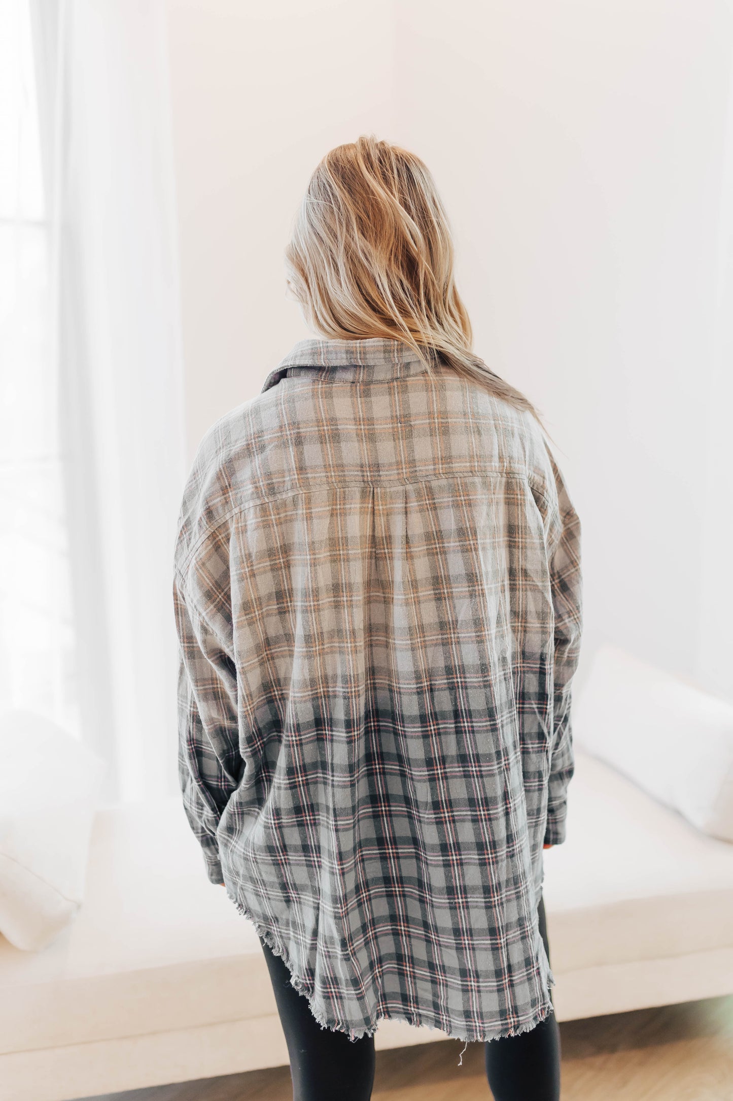 Blue Washed Flannel Top