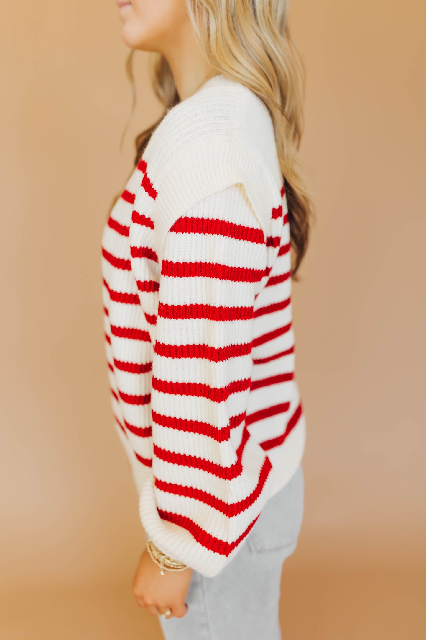 Holidays Striped Cream Sweater