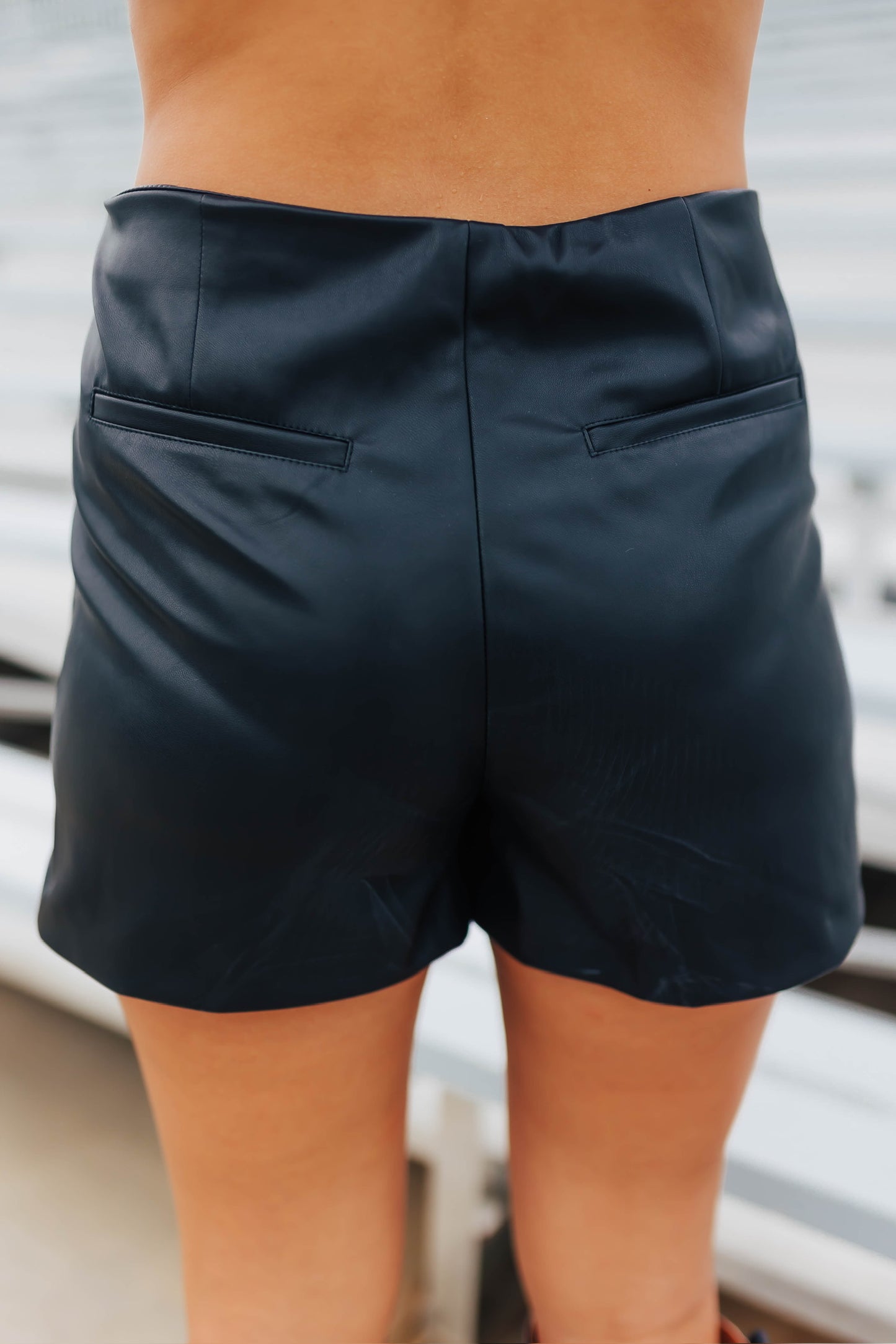 Black Leather Wrap Shorts