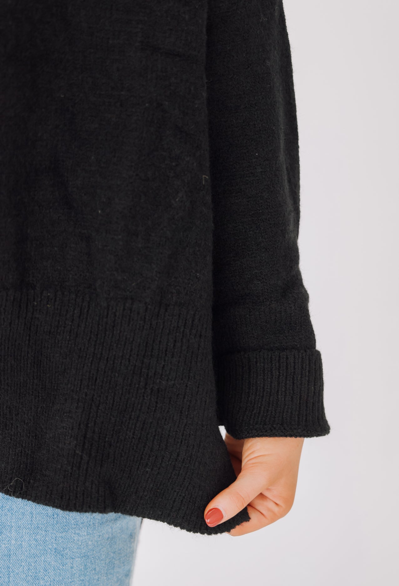 Black Mock Neck Sweater Top