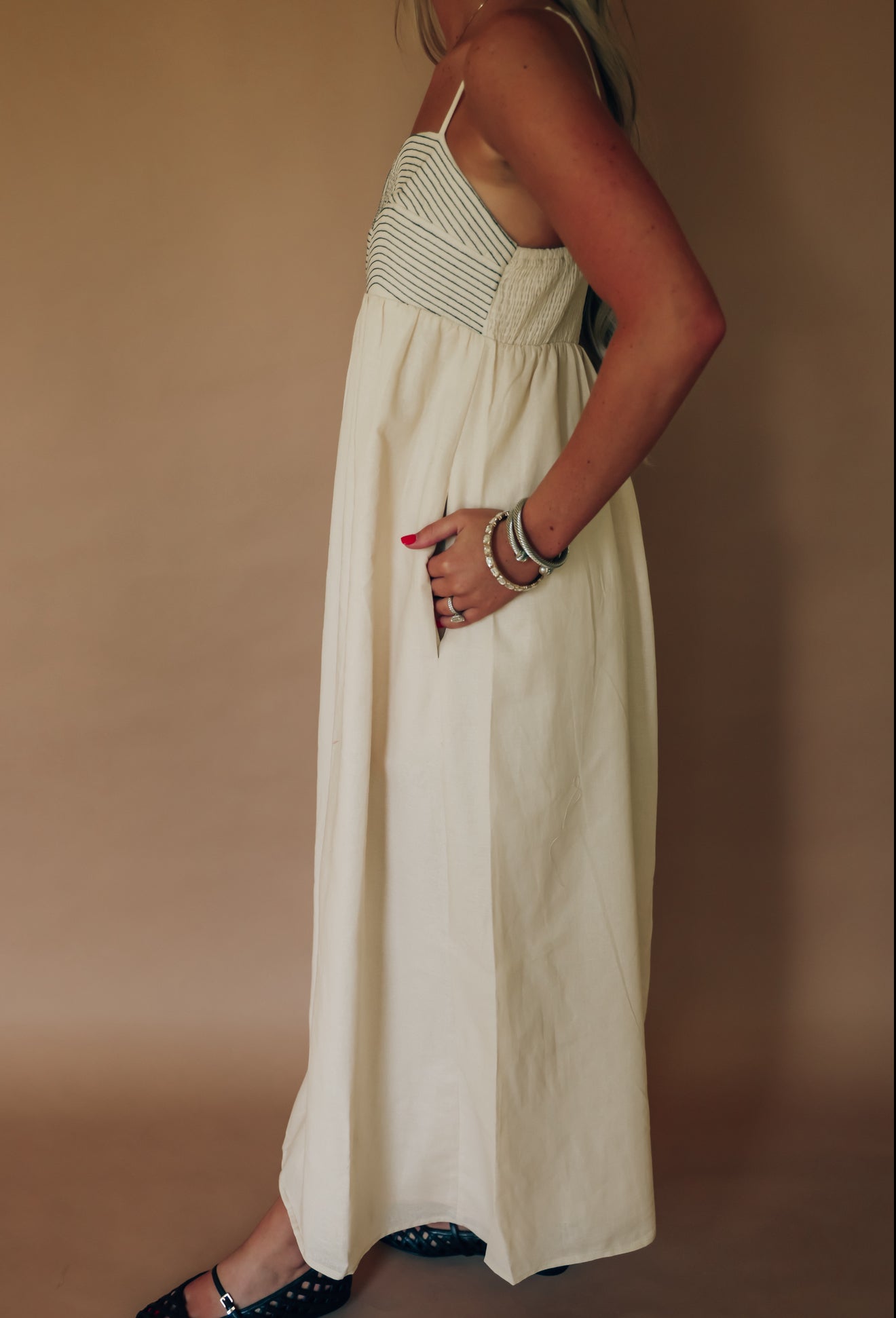 Coastal Drift Linen Midi Dress