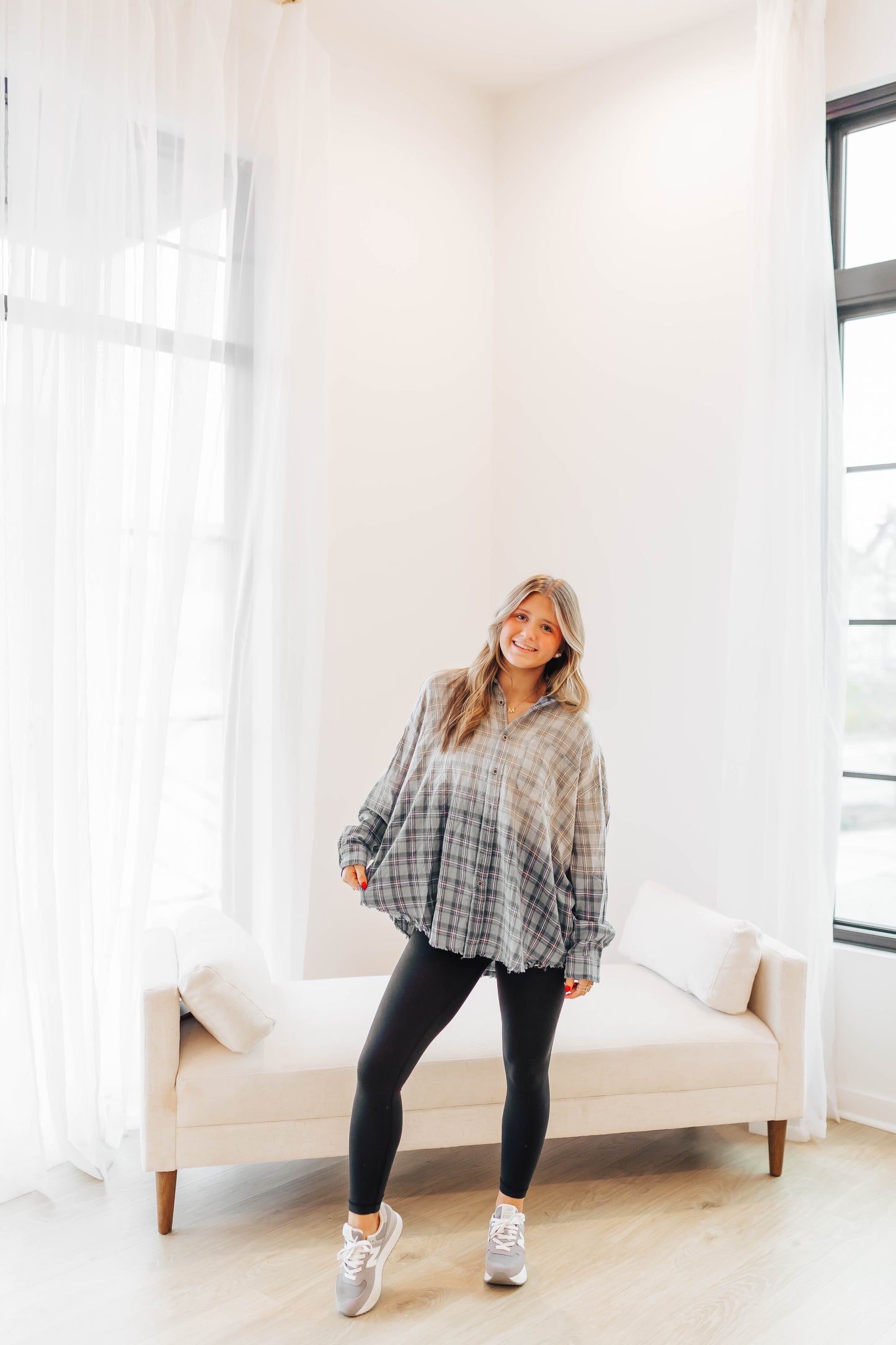 Blue Washed Flannel Top