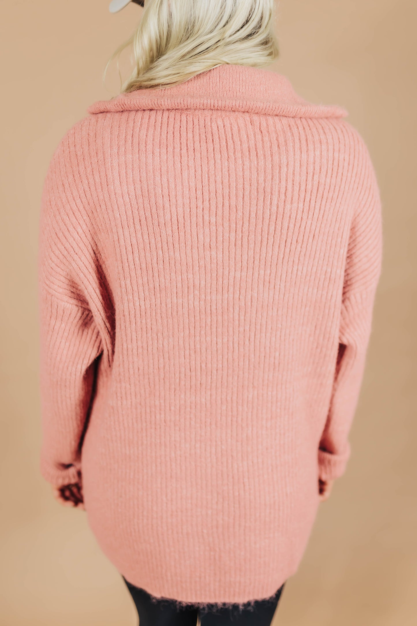 Dusty Rose Half Zip Sweater