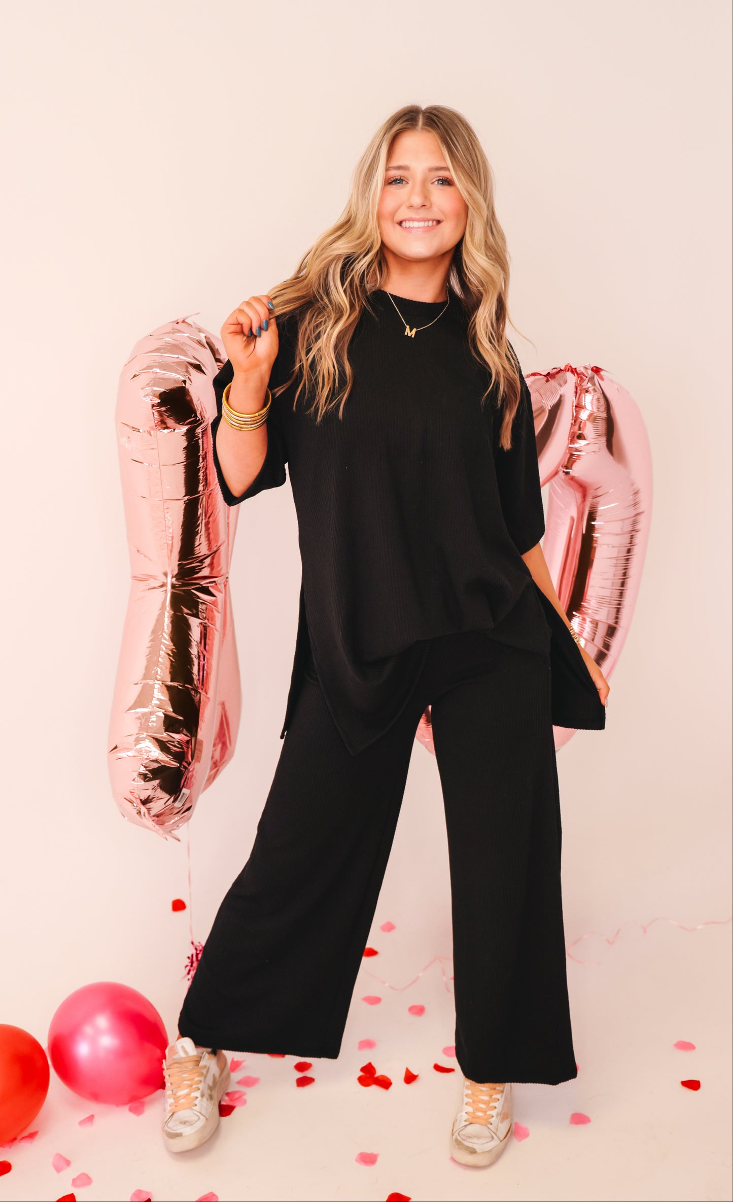 Nova Ribbed Matching Set - Black
