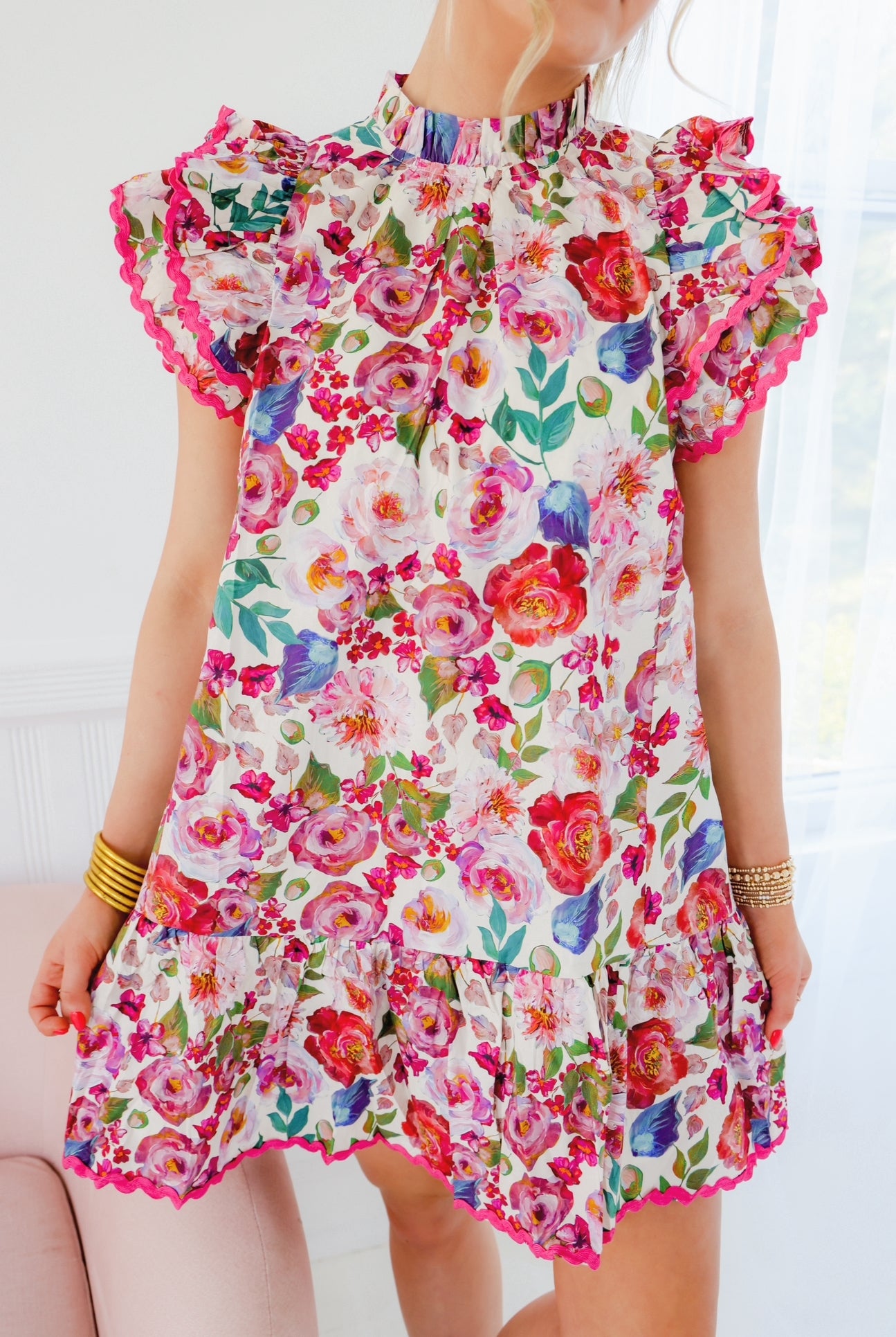Azalea Floral Ruffle Mini Dress