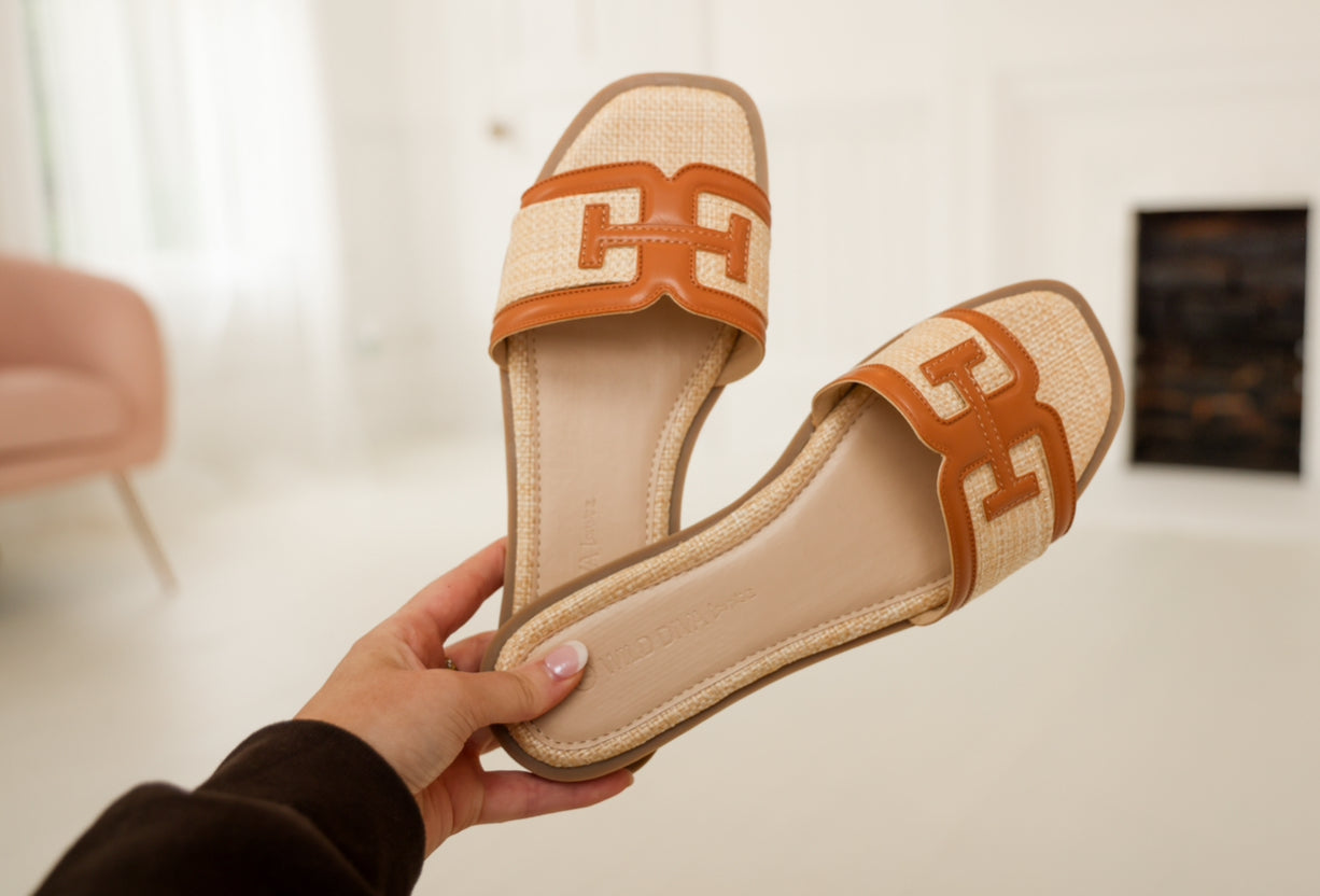Coastal Cognac Leather Sandals: