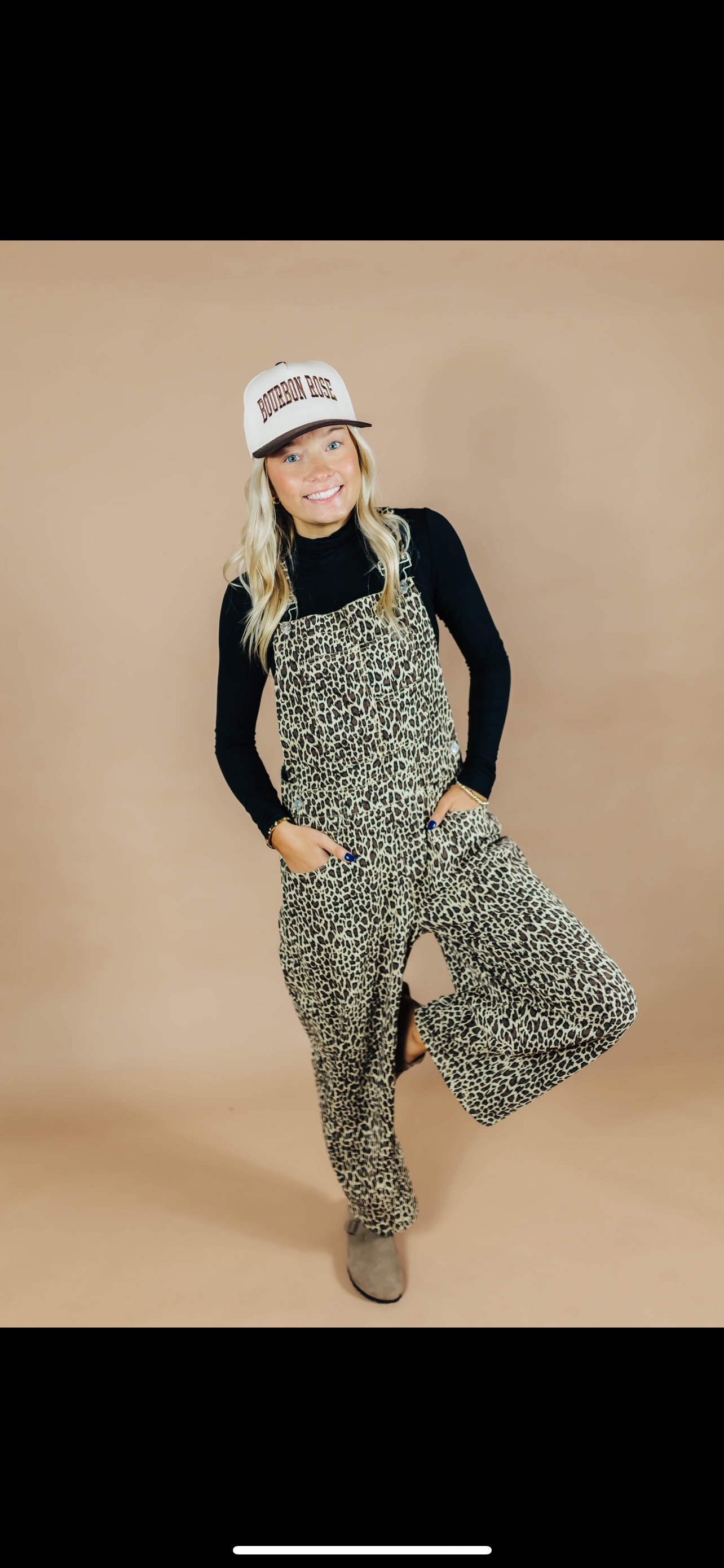 Leopard Twill Barrel Overalls