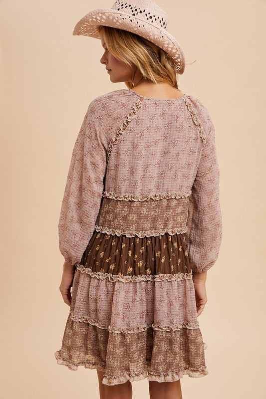 Dusty Pink Mixed Mini Dress