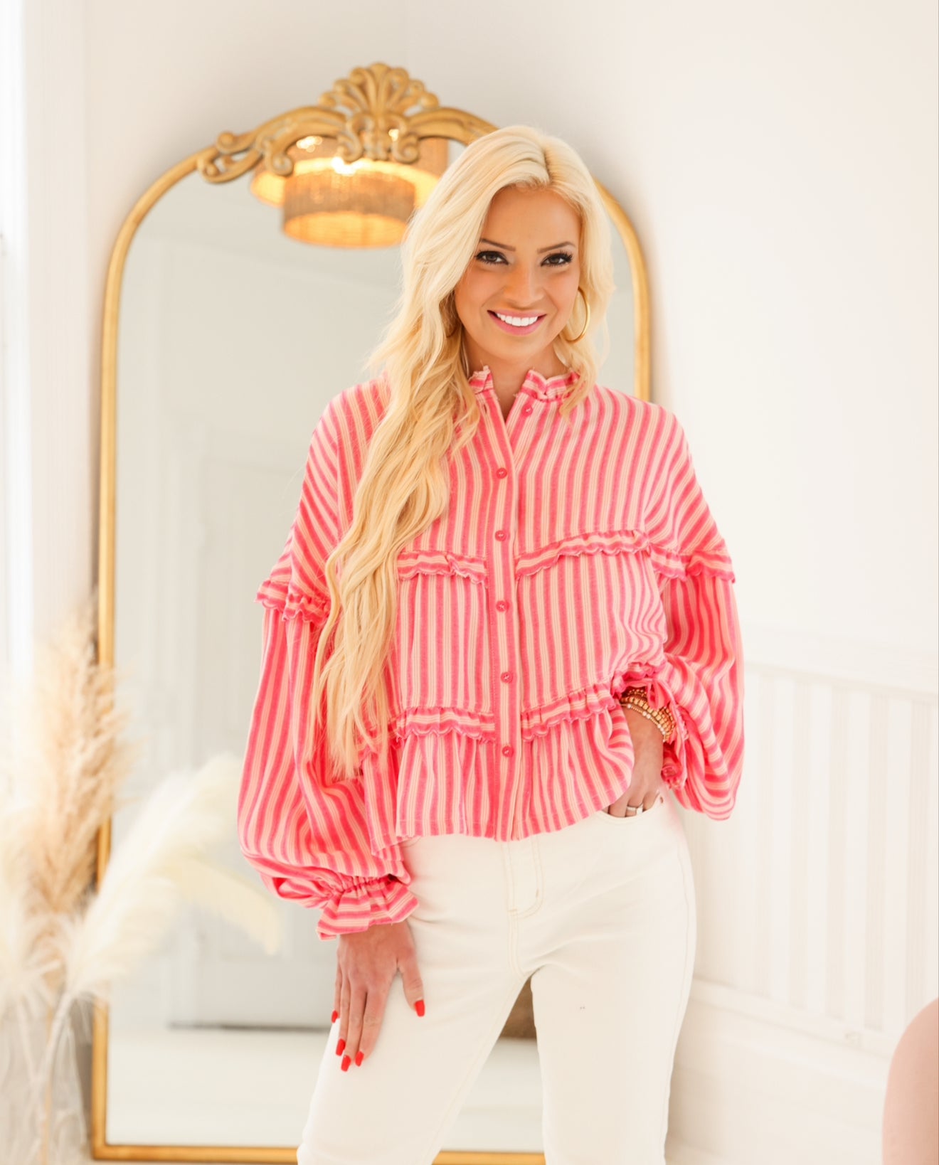 Flamingo Fuchsia Boho Top