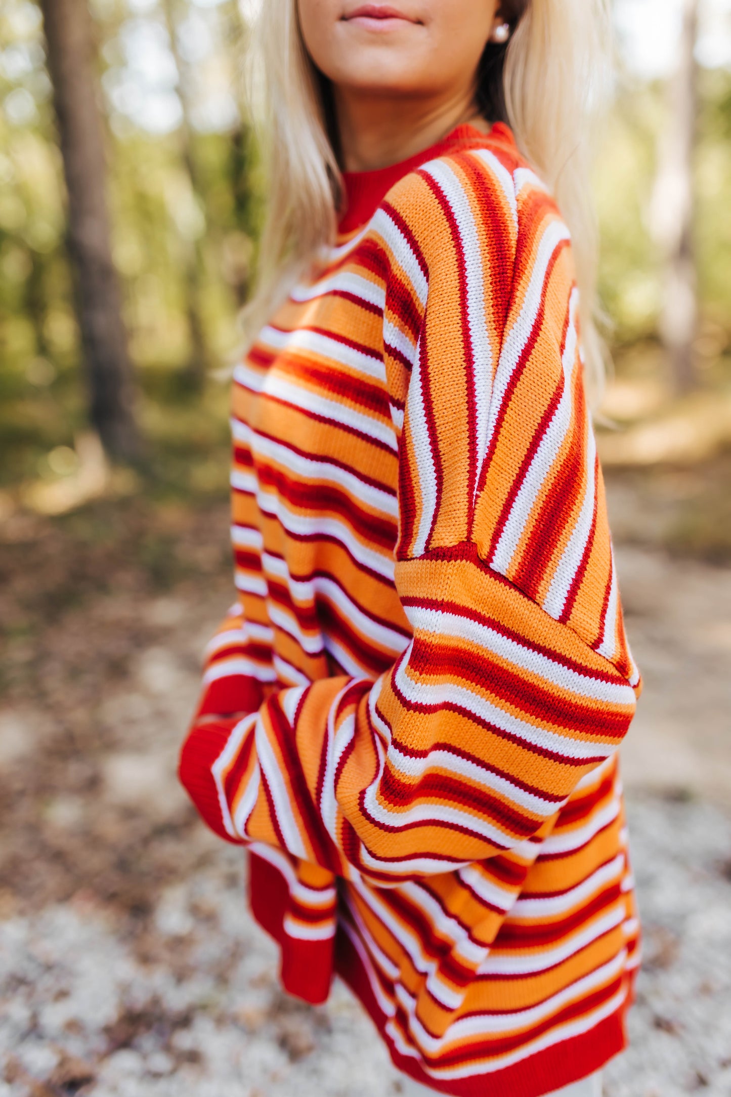 Orange Striped Oversized Sweater