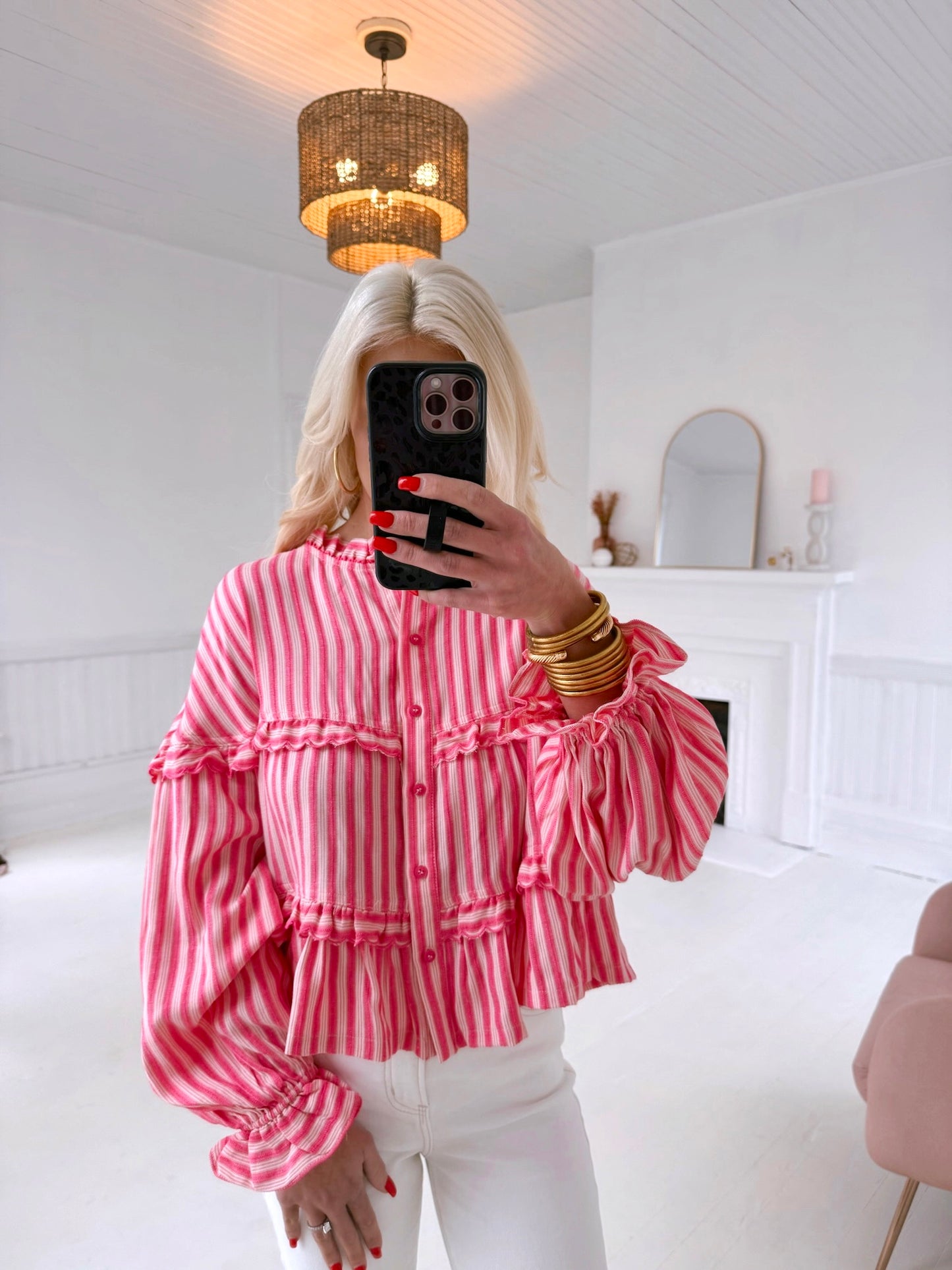 Flamingo Fuchsia Boho Top