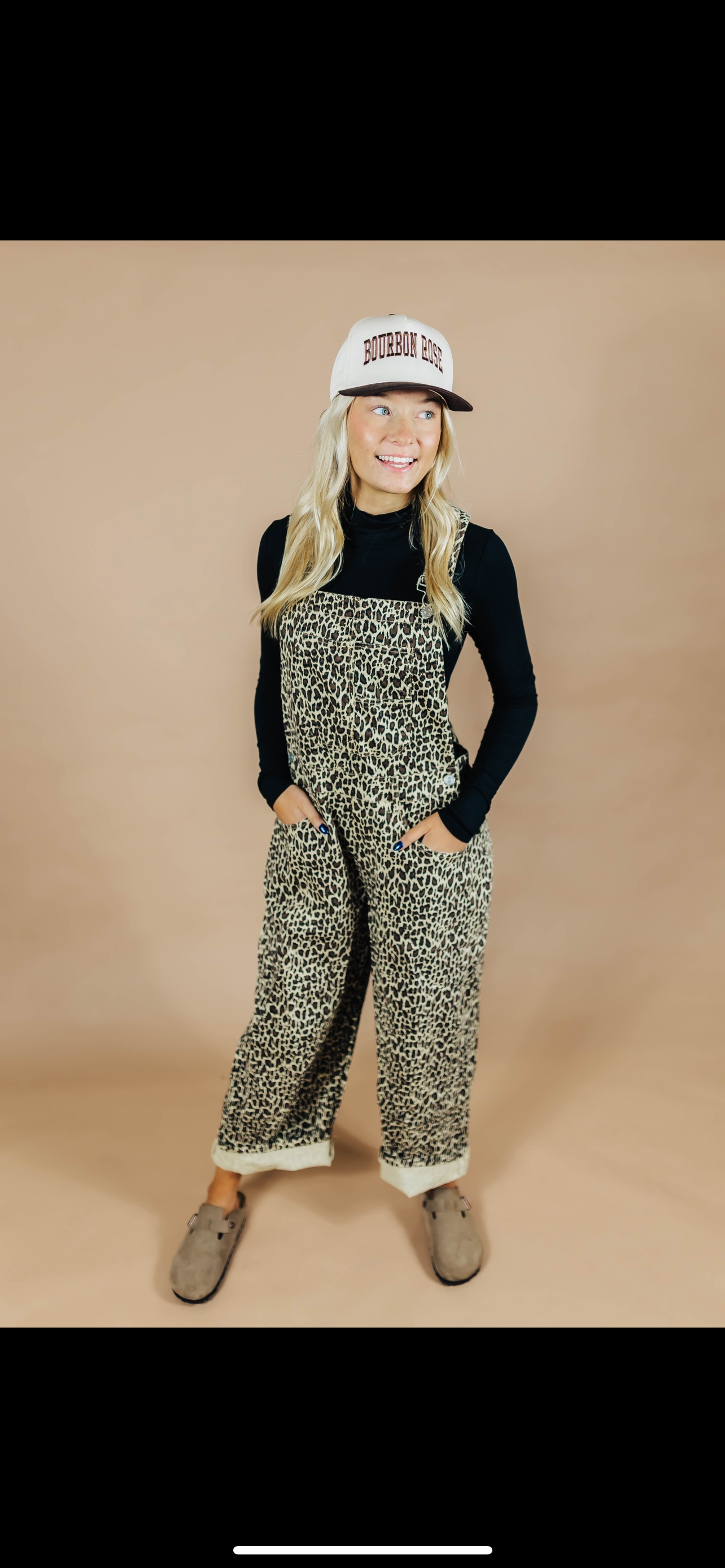 Leopard Twill Barrel Overalls
