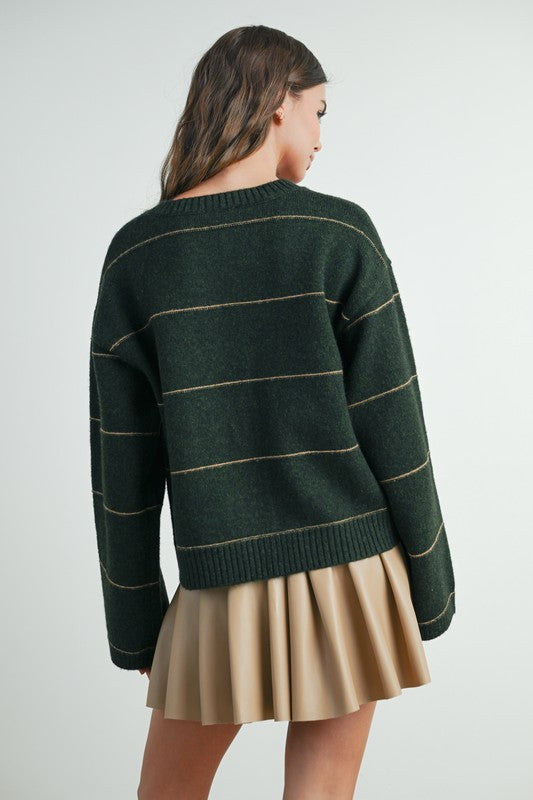 Button Striped Cardigan