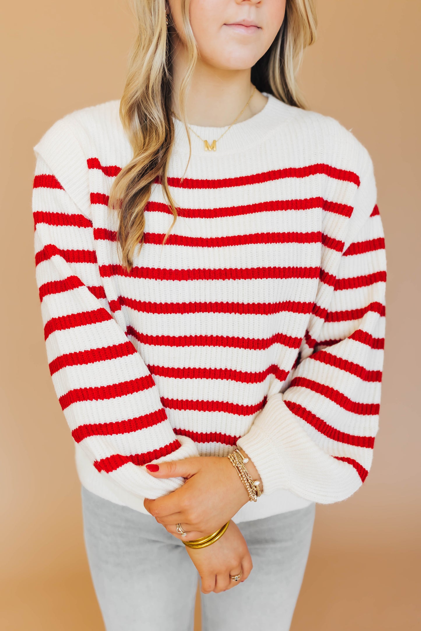 Holidays Striped Cream Sweater