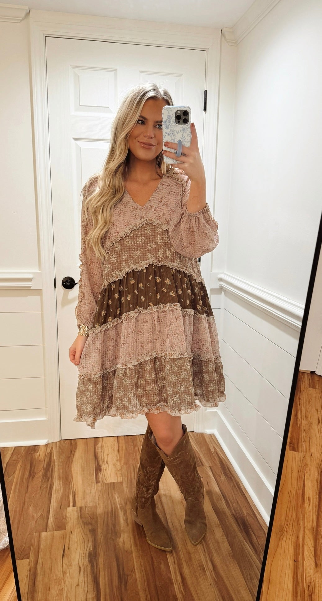 Dusty Pink Mixed Mini Dress