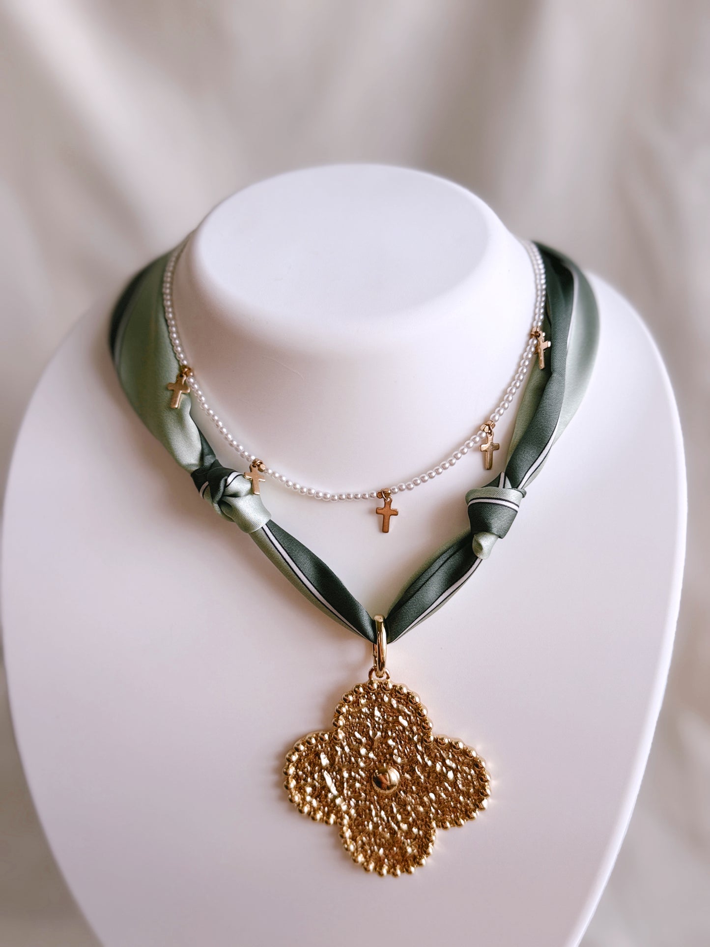 Green Knot Charm Necklace