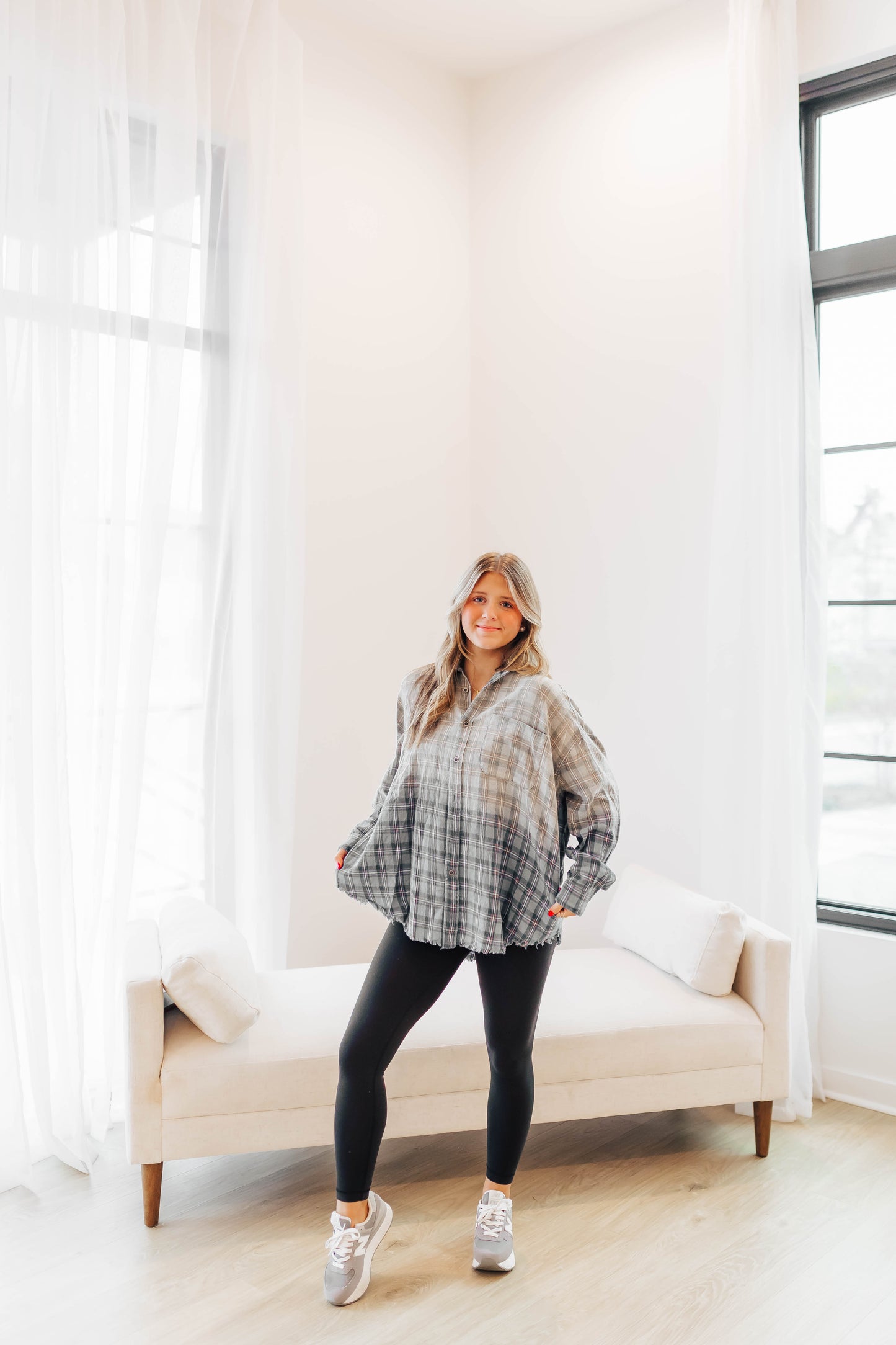 Blue Washed Flannel Top