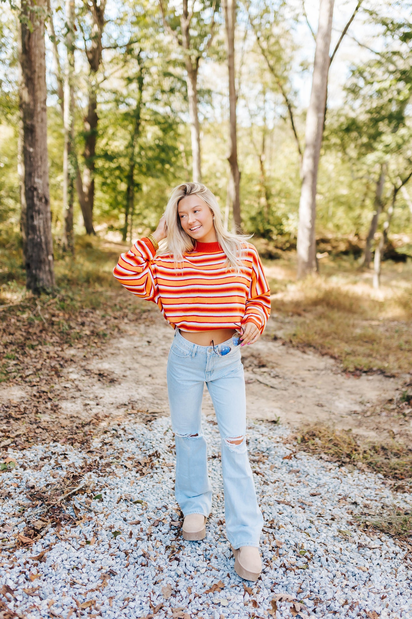 Orange Striped Oversized Sweater