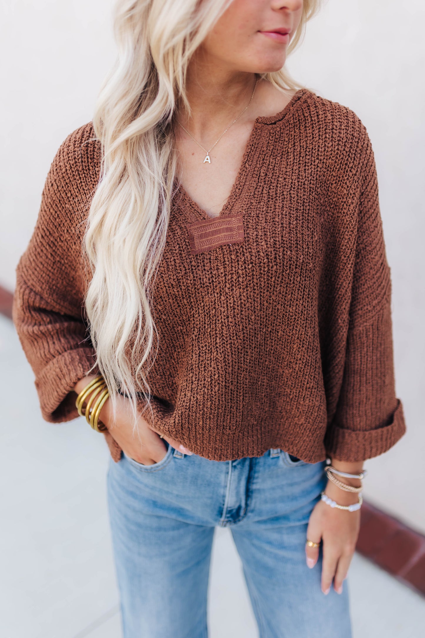 Harvest Camel Knit Top