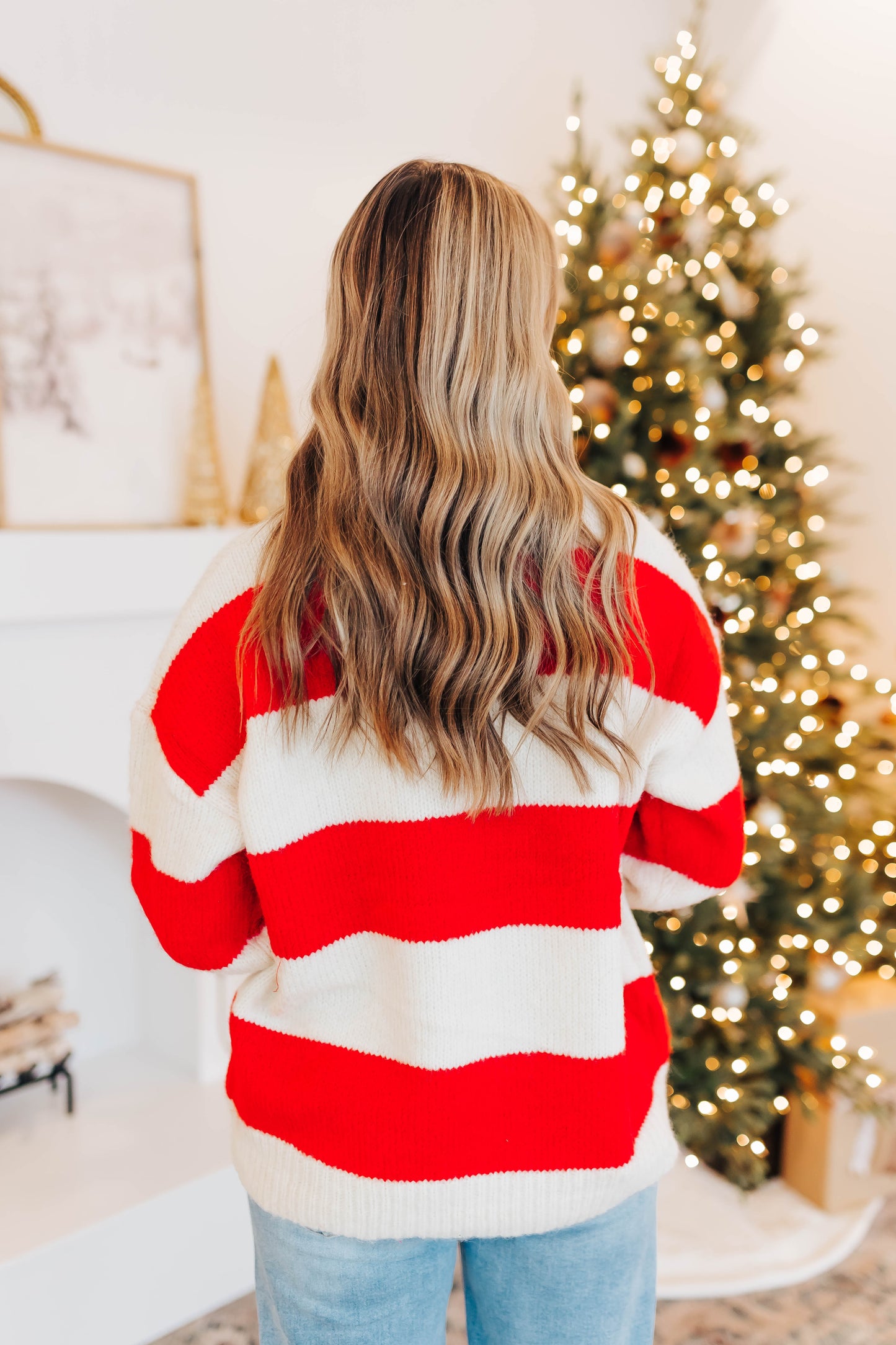 Ivory Red Striped Sweater