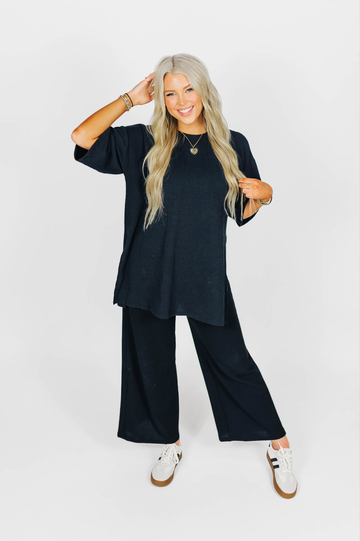 Nova Ribbed Matching Set - Black