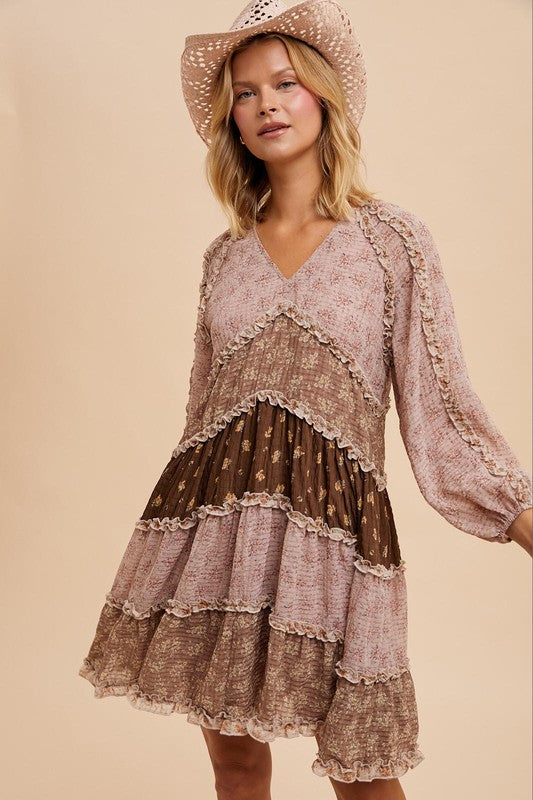 Dusty Pink Mixed Mini Dress