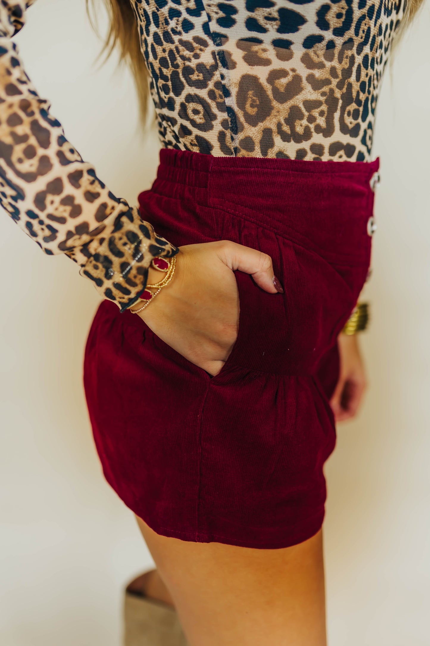 Wine Corduroy Shorts