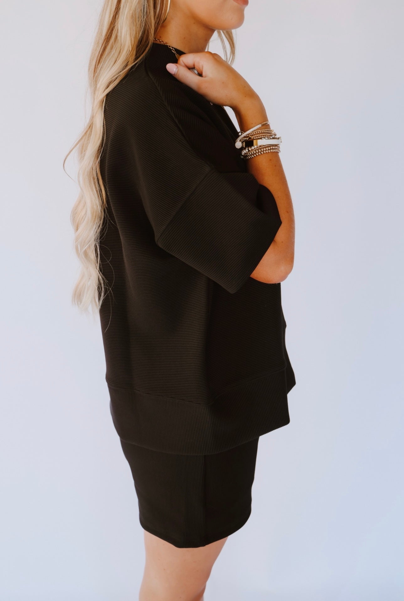 Everyday Ribbed Short Set - Black