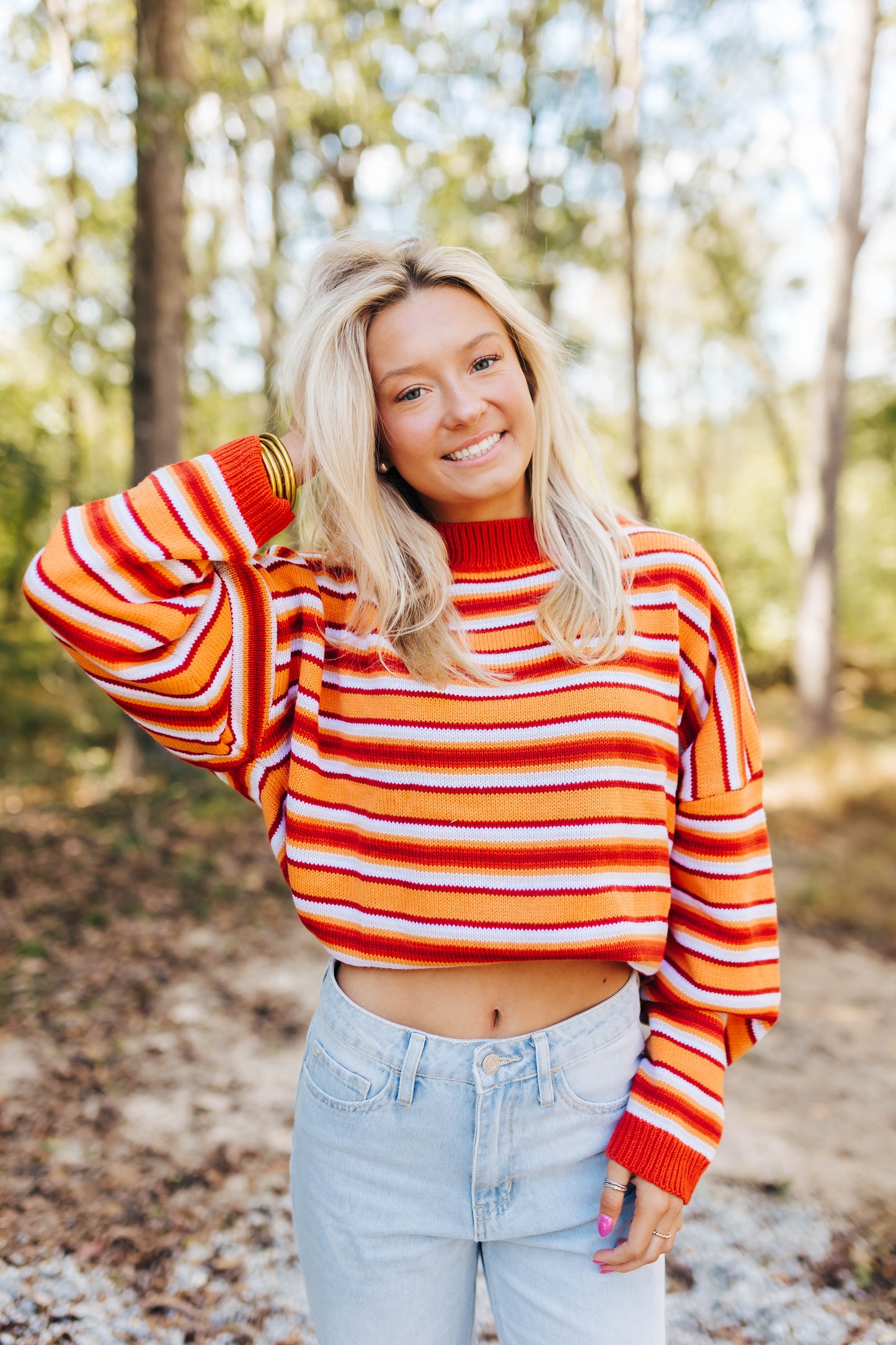 Orange Striped Oversized Sweater
