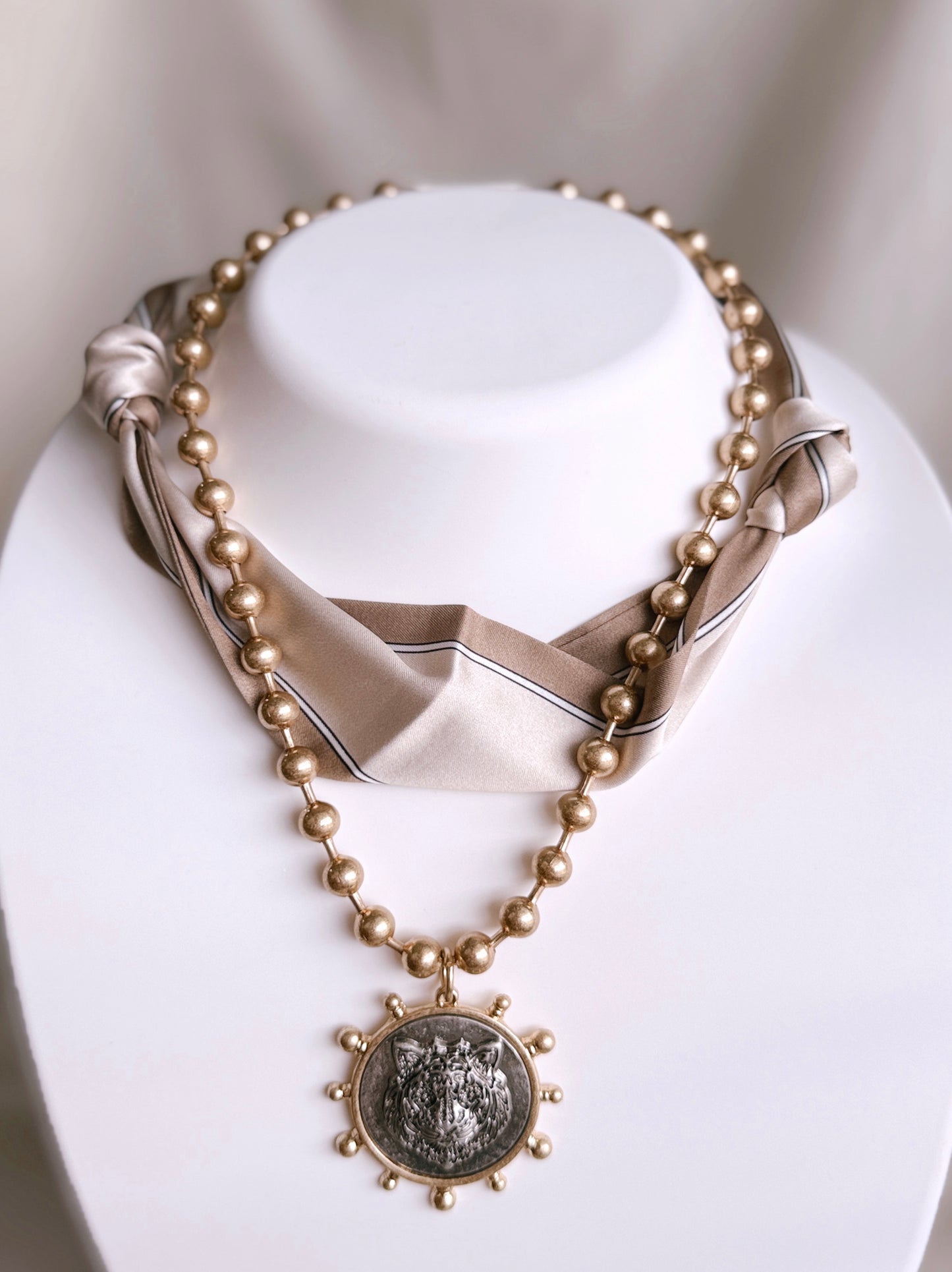 Gold Tiger Head Necklace
