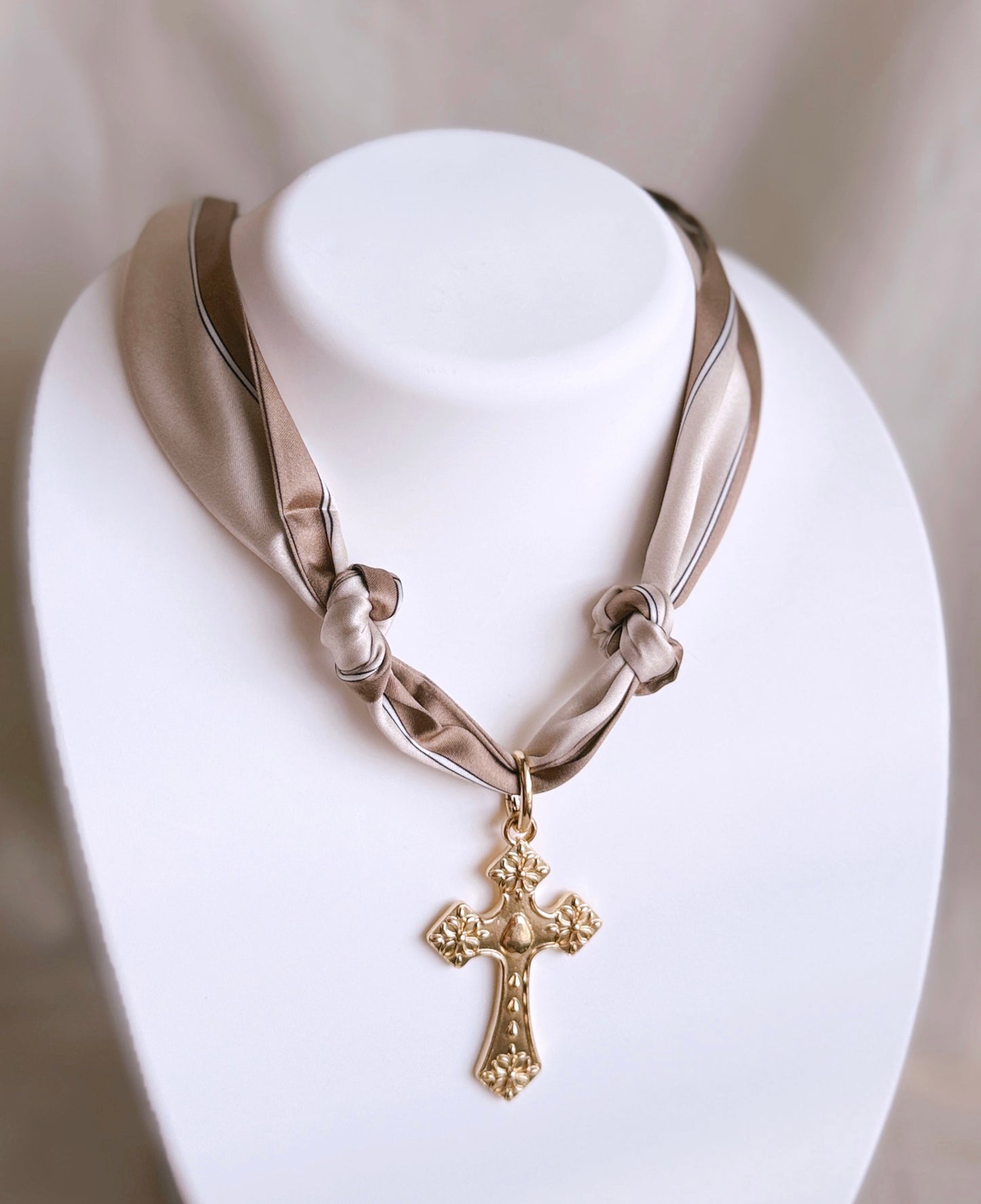 Tan Knot Charm Necklace