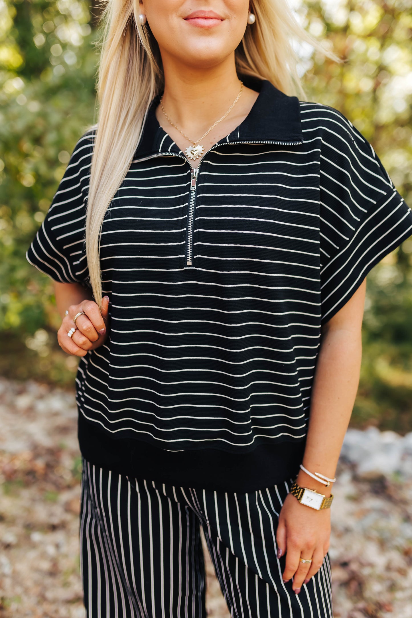 Trendy Striped Matching Set