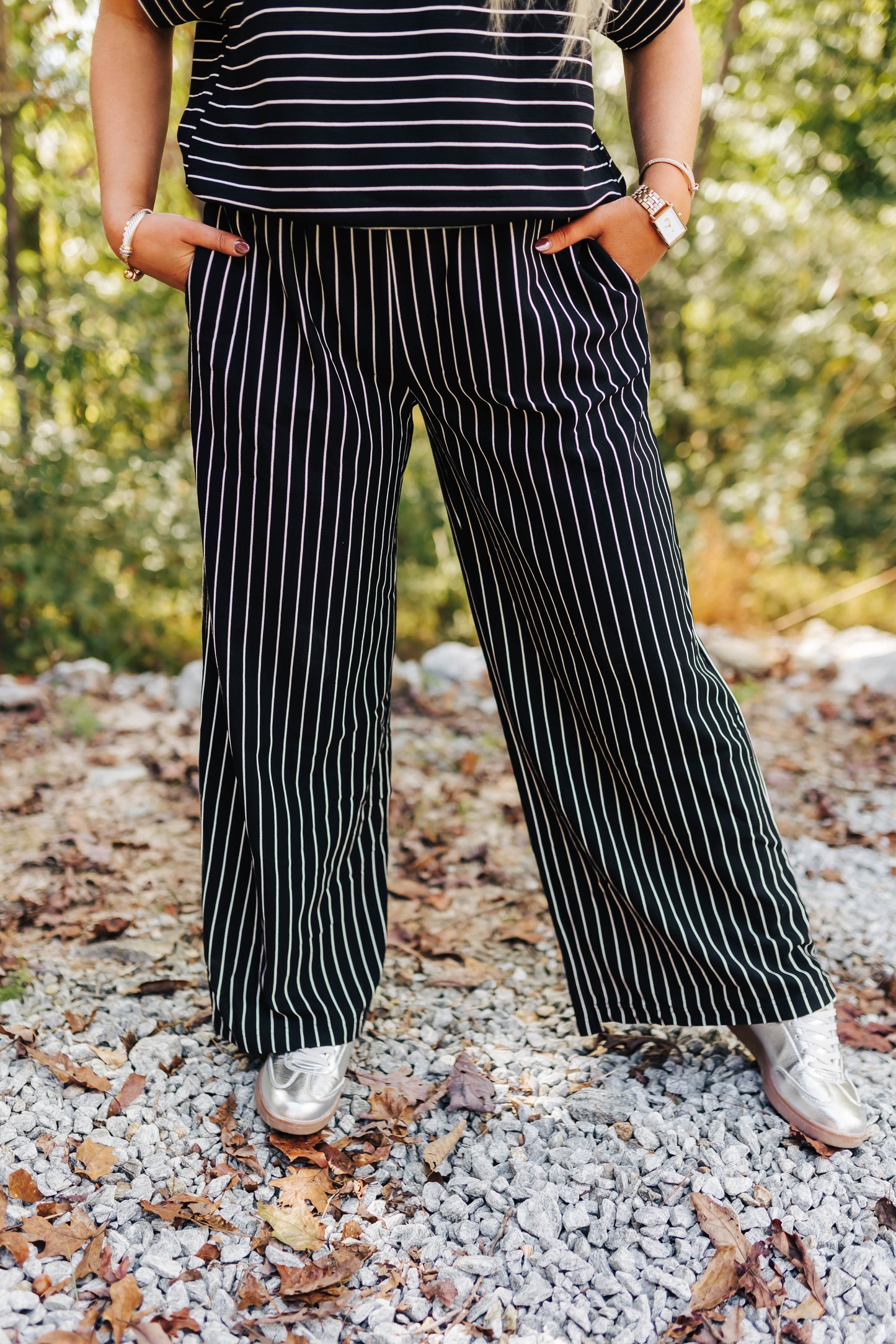 Trendy Striped Matching Set