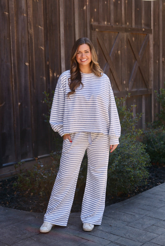 Simple Moments Grey Striped Top