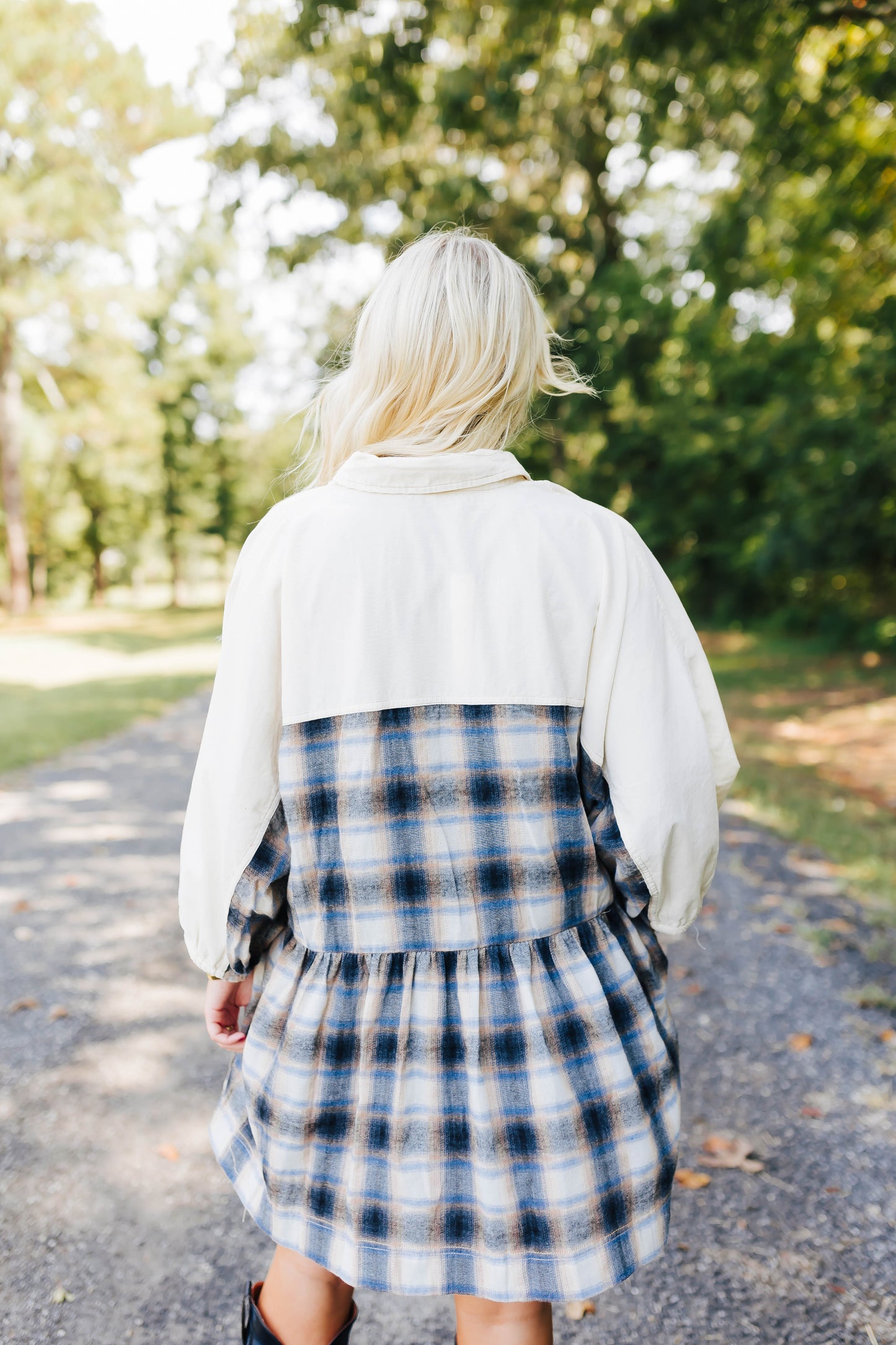 Autumn Days Plaid Dress- Blue