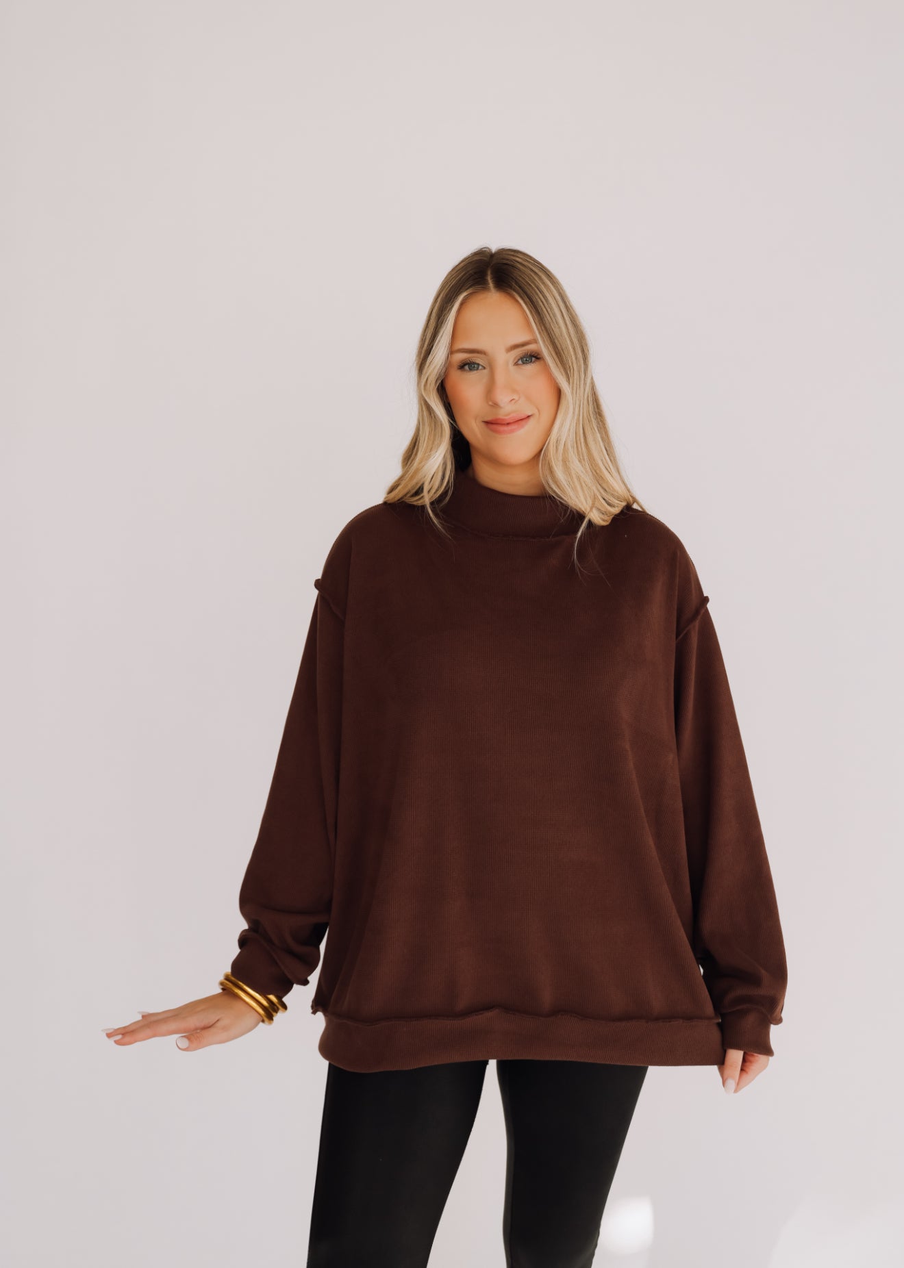 Teddy Brown Mock Neck Sweater