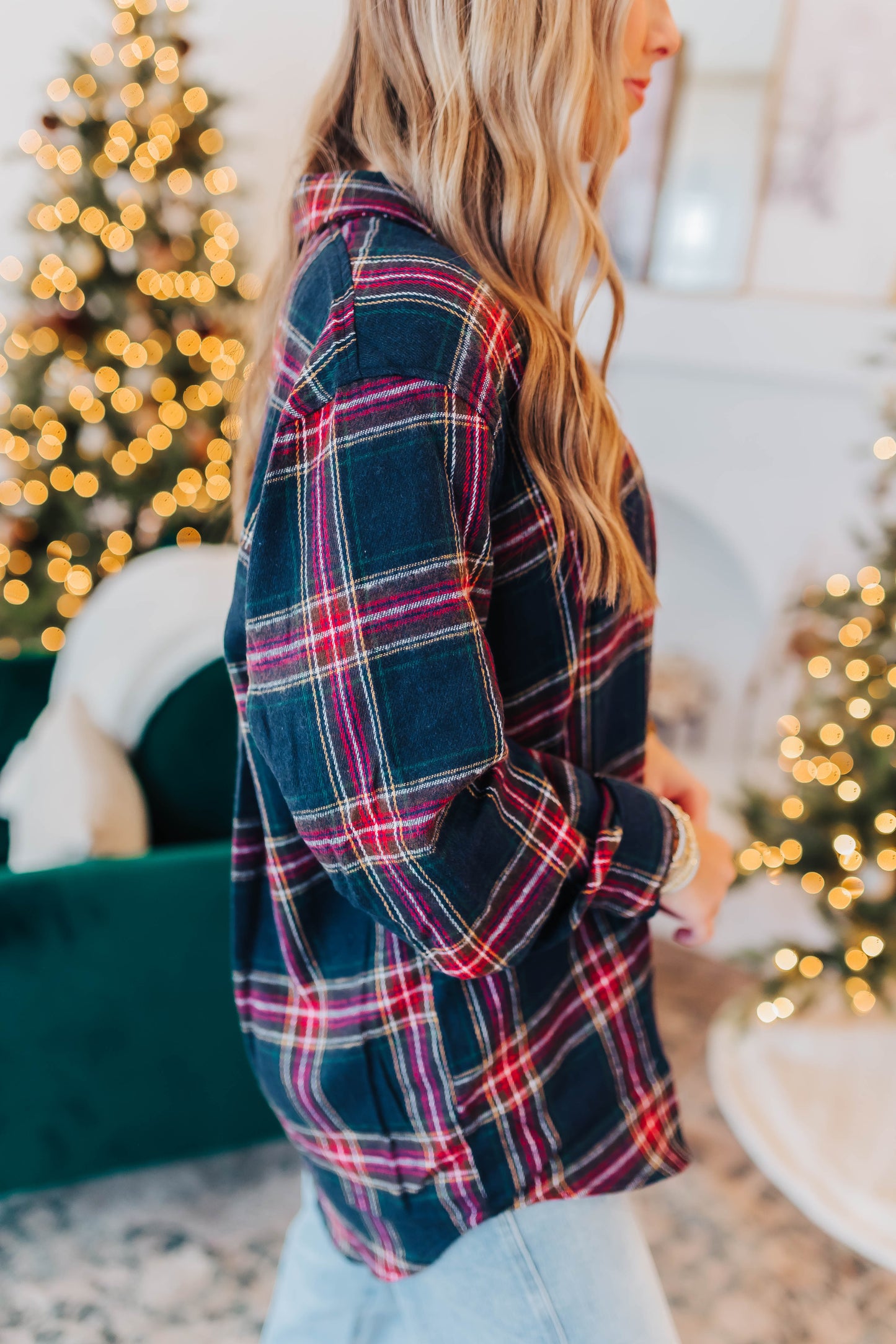 Midnight Blue Flannel Top