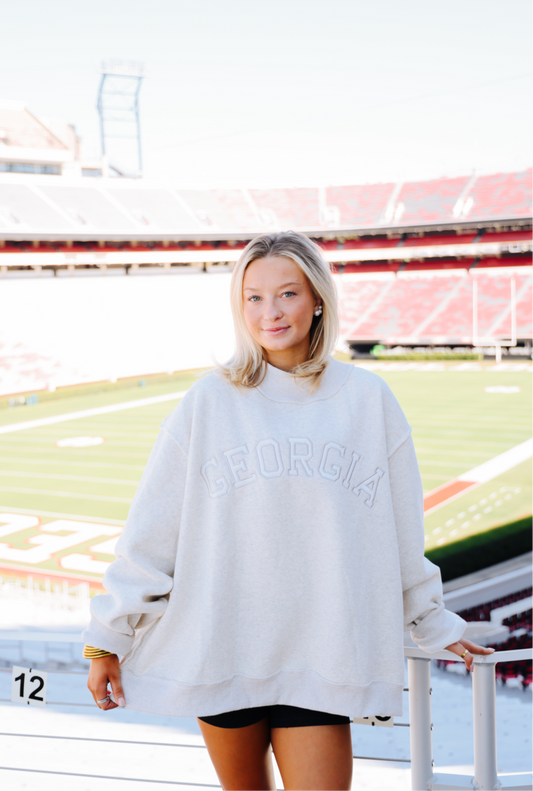 ‘Georgia’ Grey Embroidery Mock-neck